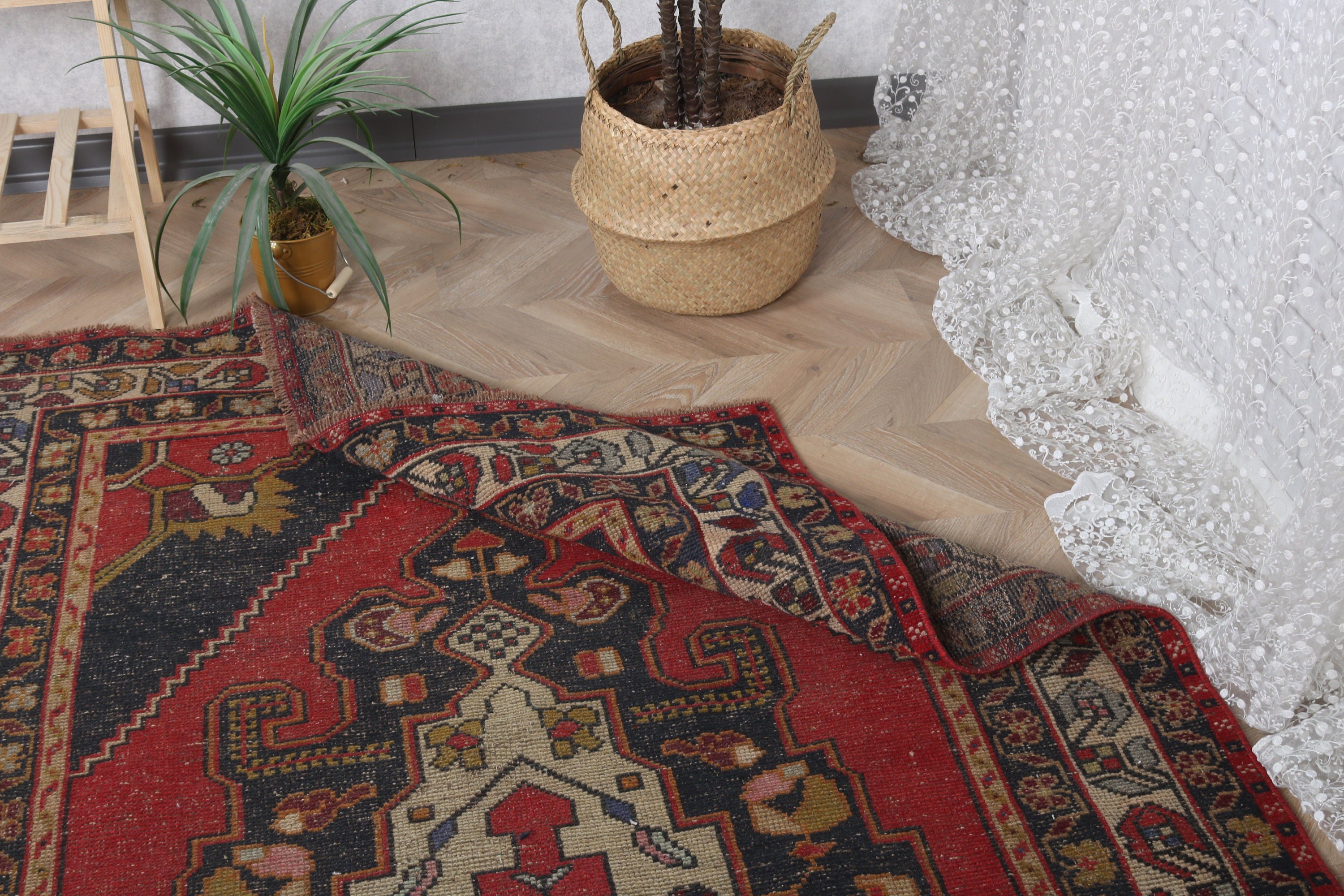 Large Oushak Rugs, Living Room Rug, Vintage Rugs, Red Handwoven Rug, Statement Rug, 4.5x9 ft Large Rugs, Oriental Rug, Turkish Rugs