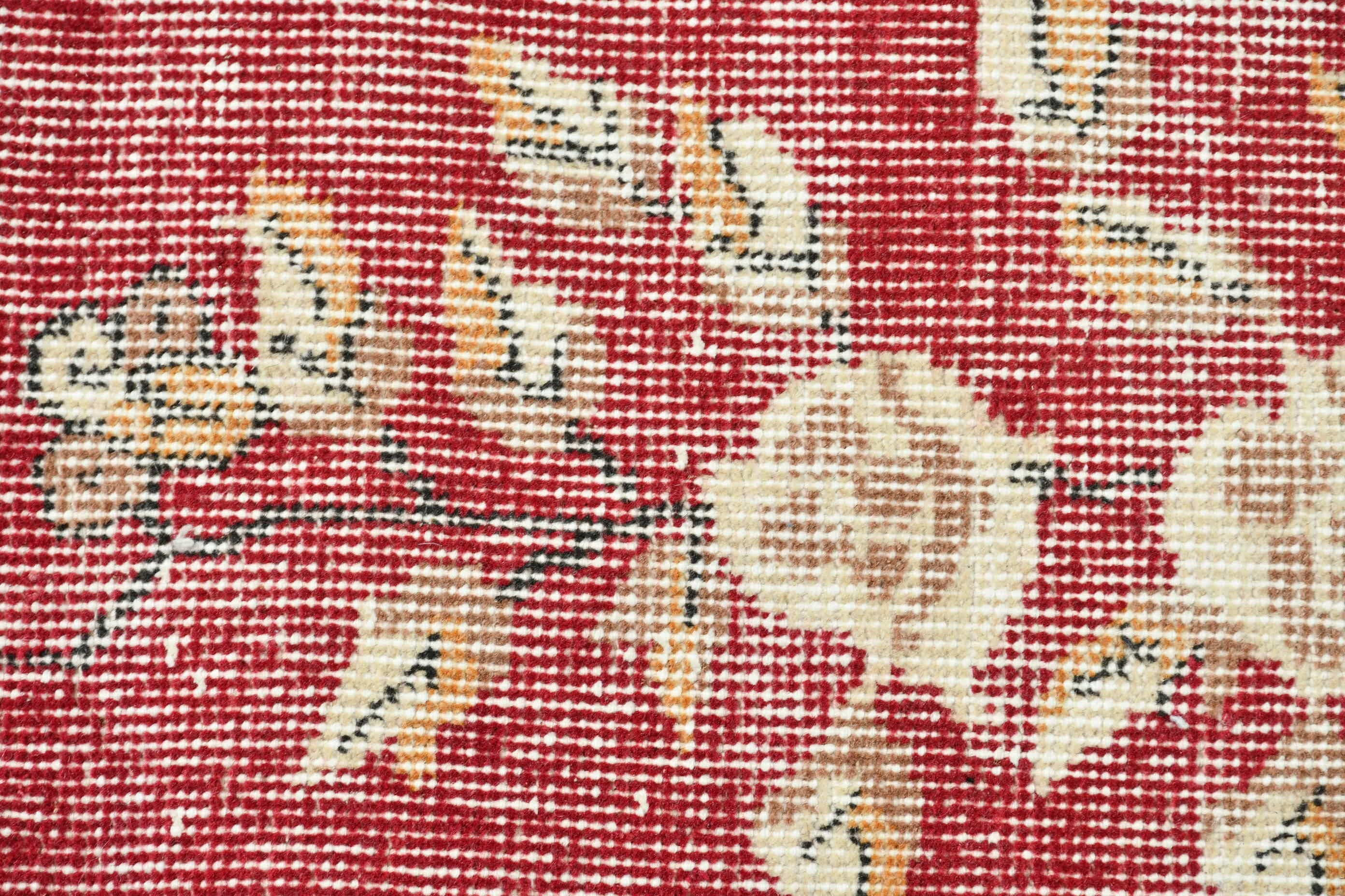 Red Home Decor Rug, Kitchen Rugs, Anatolian Rug, Bedroom Rugs, Designer Rug, Oriental Rug, 3.1x6.8 ft Accent Rugs, Turkish Rug, Vintage Rug