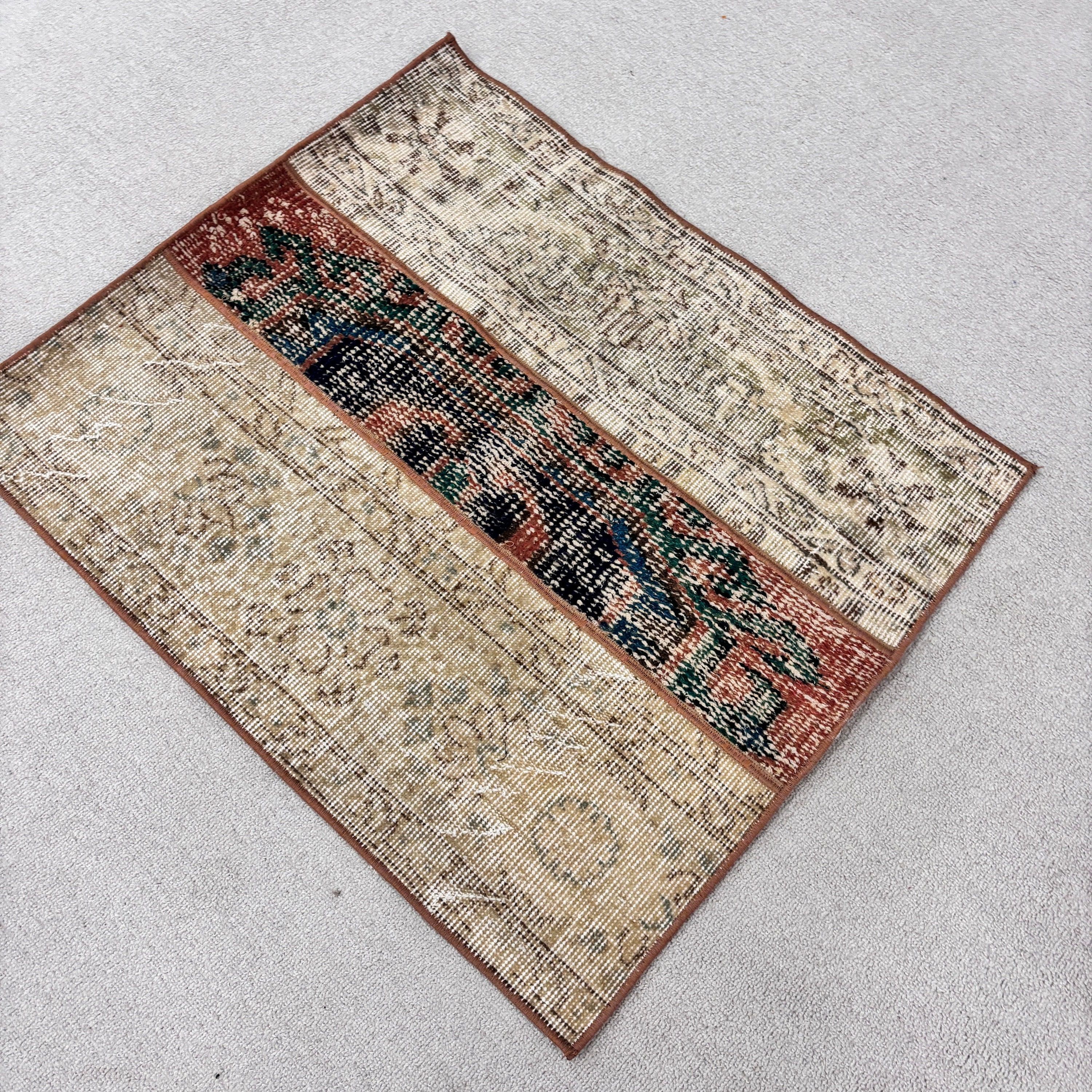 Entry Rug, Rugs for Car Mat, Anatolian Rug, Turkish Rugs, 2.4x2.7 ft Small Rugs, Vintage Rug, Kitchen Rug, Beige Statement Rug, Wool Rugs