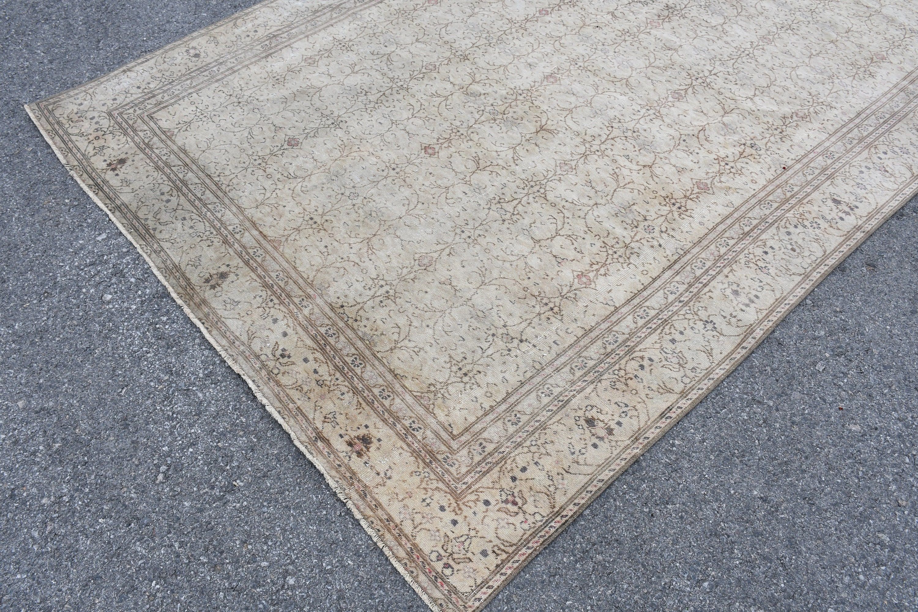 Bedroom Rug, Turkish Rug, Beige Home Decor Rug, Vintage Rug, Moroccan Rug, Dorm Rug, Living Room Rug, Home Decor Rug, 5.9x9.6 ft Large Rug