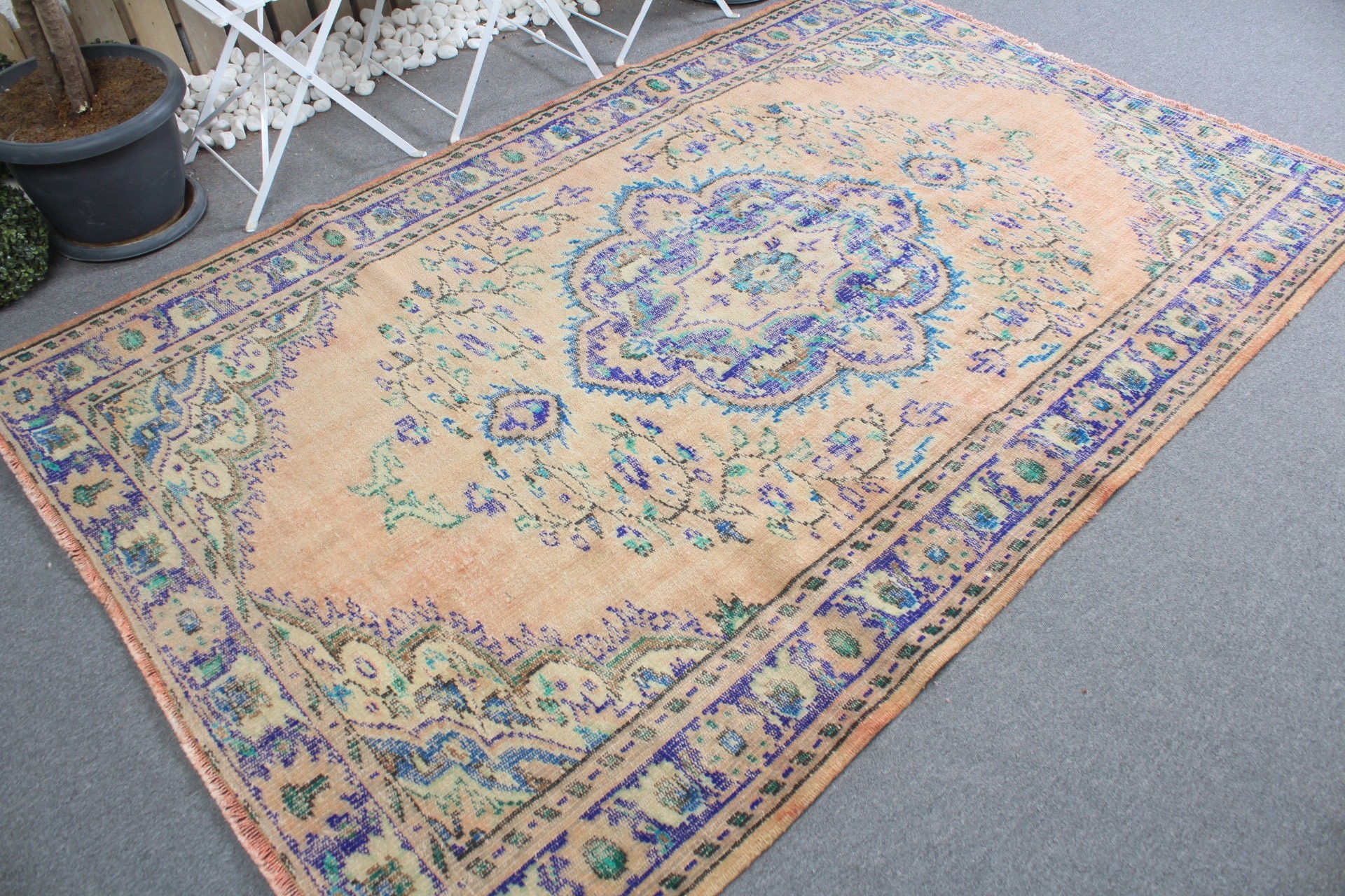 Orange Wool Rugs, Oushak Rug, Bedroom Rug, Dining Room Rugs, 5.2x8.2 ft Large Rug, Turkish Rugs, Wedding Rugs, Vintage Rugs