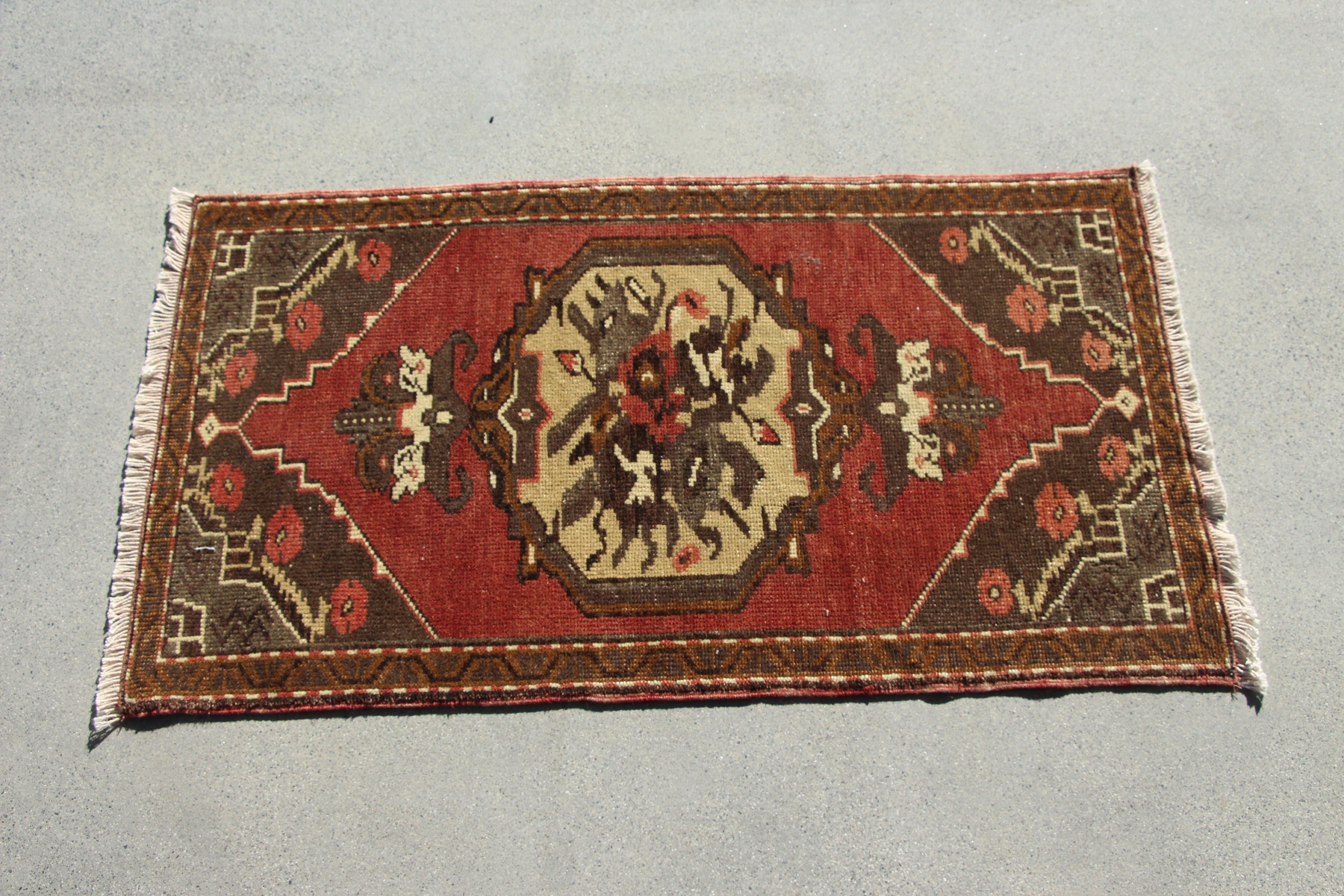 Bathroom Rug, Cool Rug, Vintage Rug, Nursery Rug, Rugs for Wall Hanging, Oriental Rug, Red Floor Rug, 1.7x3.1 ft Small Rug, Turkish Rug