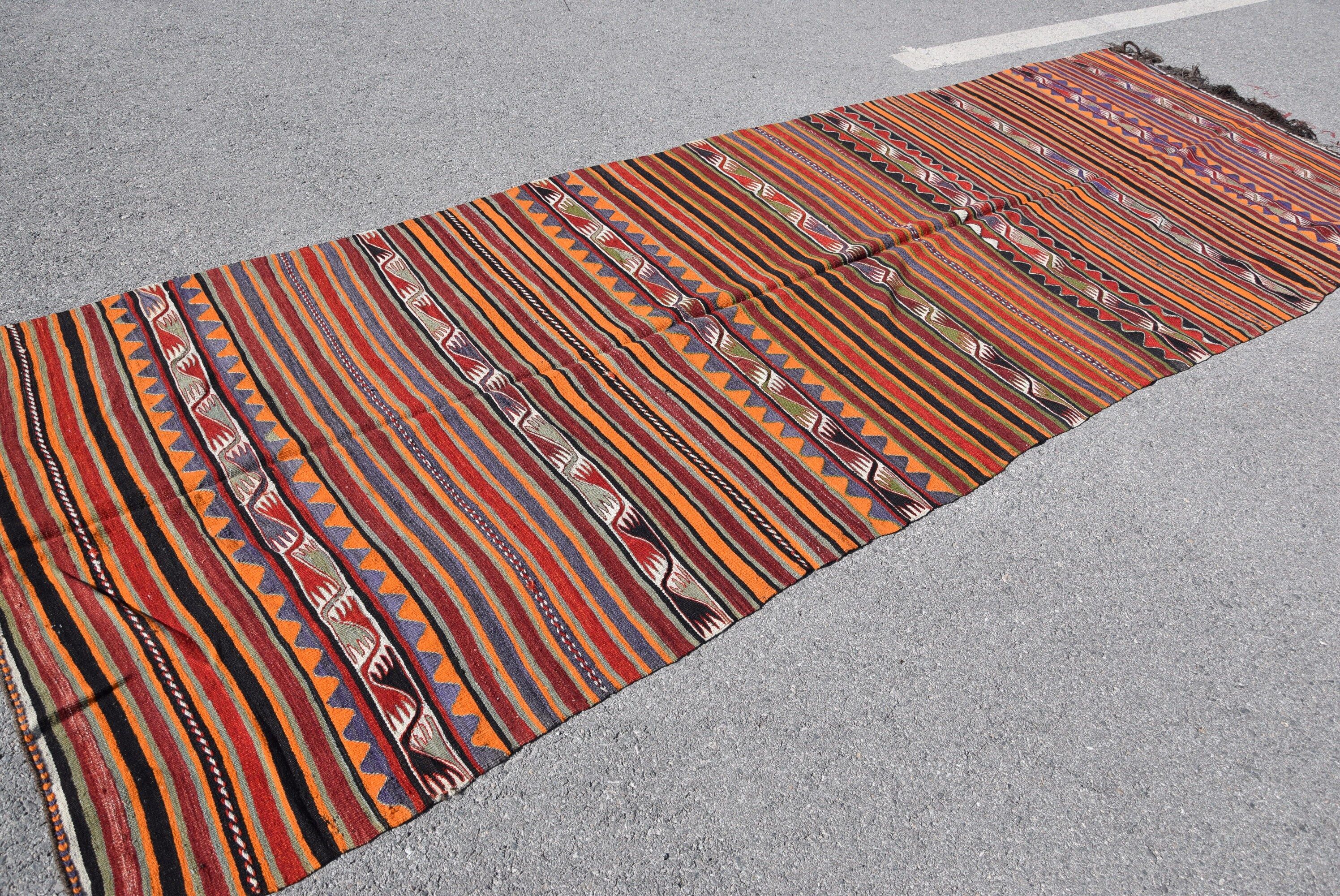 Oryantal Halı, Kilim, 4.5x13.2 ft Yolluk Halısı, Merdiven Halısı, Kırmızı Oushak Halısı, Türk Halıları, Vintage Halılar, Düğün Halısı, Fas Halıları, Koridor Halısı