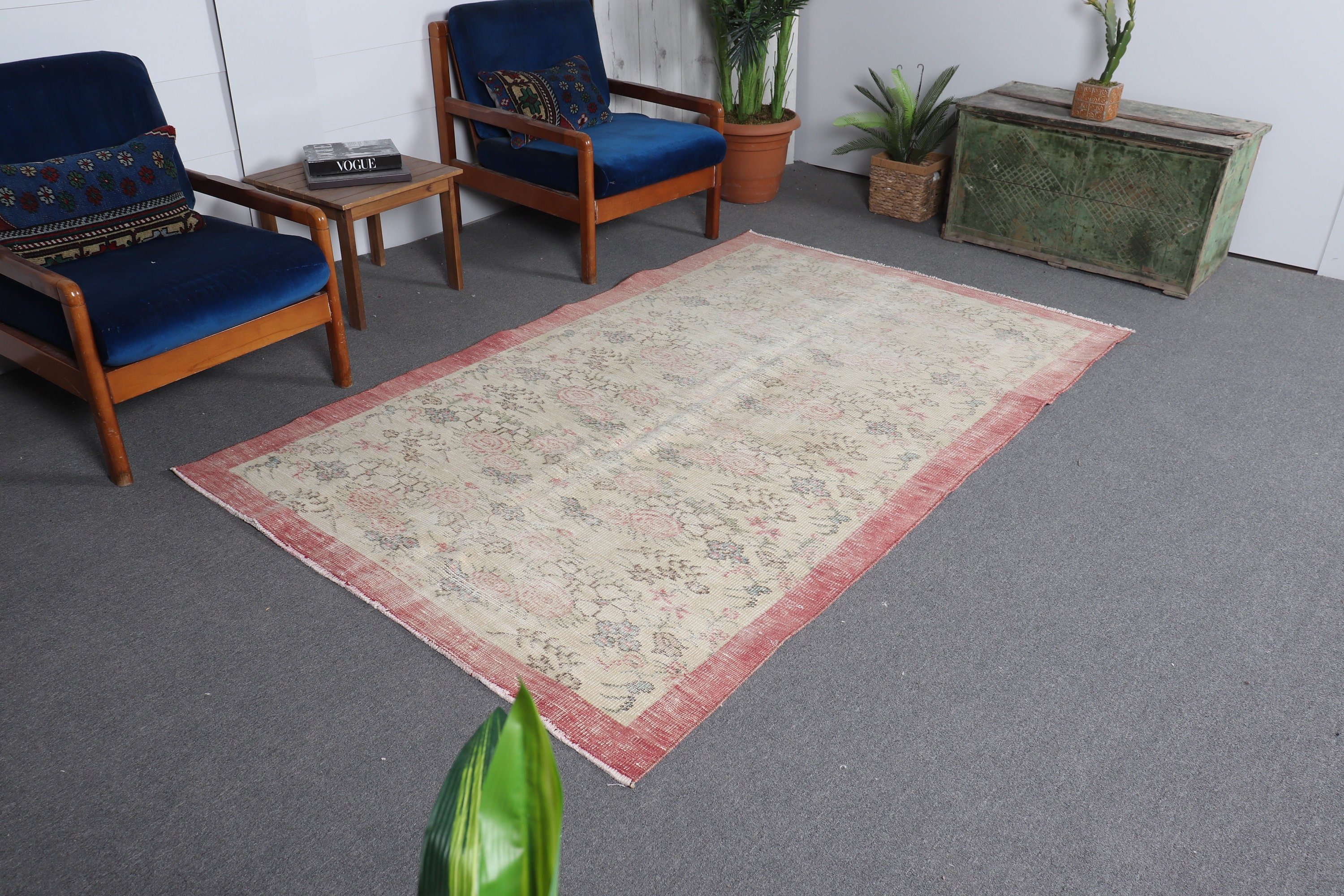 Oushak Rugs, 4.8x7.7 ft Area Rug, Indoor Rugs, Wool Rugs, Green Moroccan Rug, Rugs for Living Room, Nursery Rug, Turkish Rug, Vintage Rugs