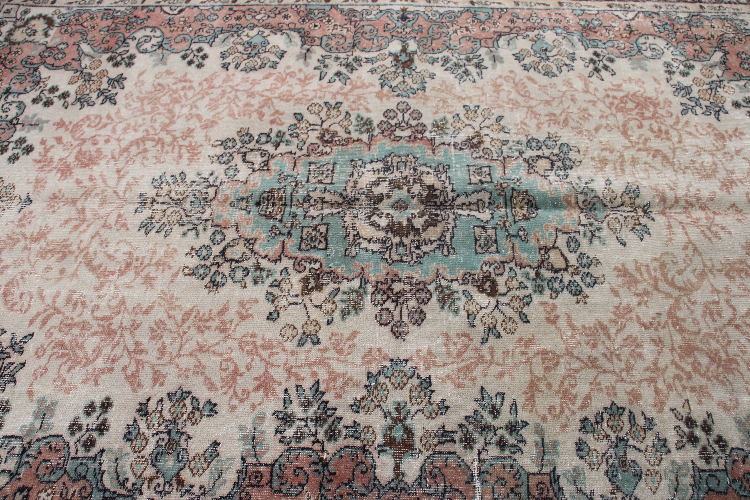 Bej Oryantal Halılar, Büyük Vintage Halılar, Büyük Boho Halı, Vintage Halılar, Türk Halısı, 6,1x9,2 ft Büyük Halılar, Harika Halılar