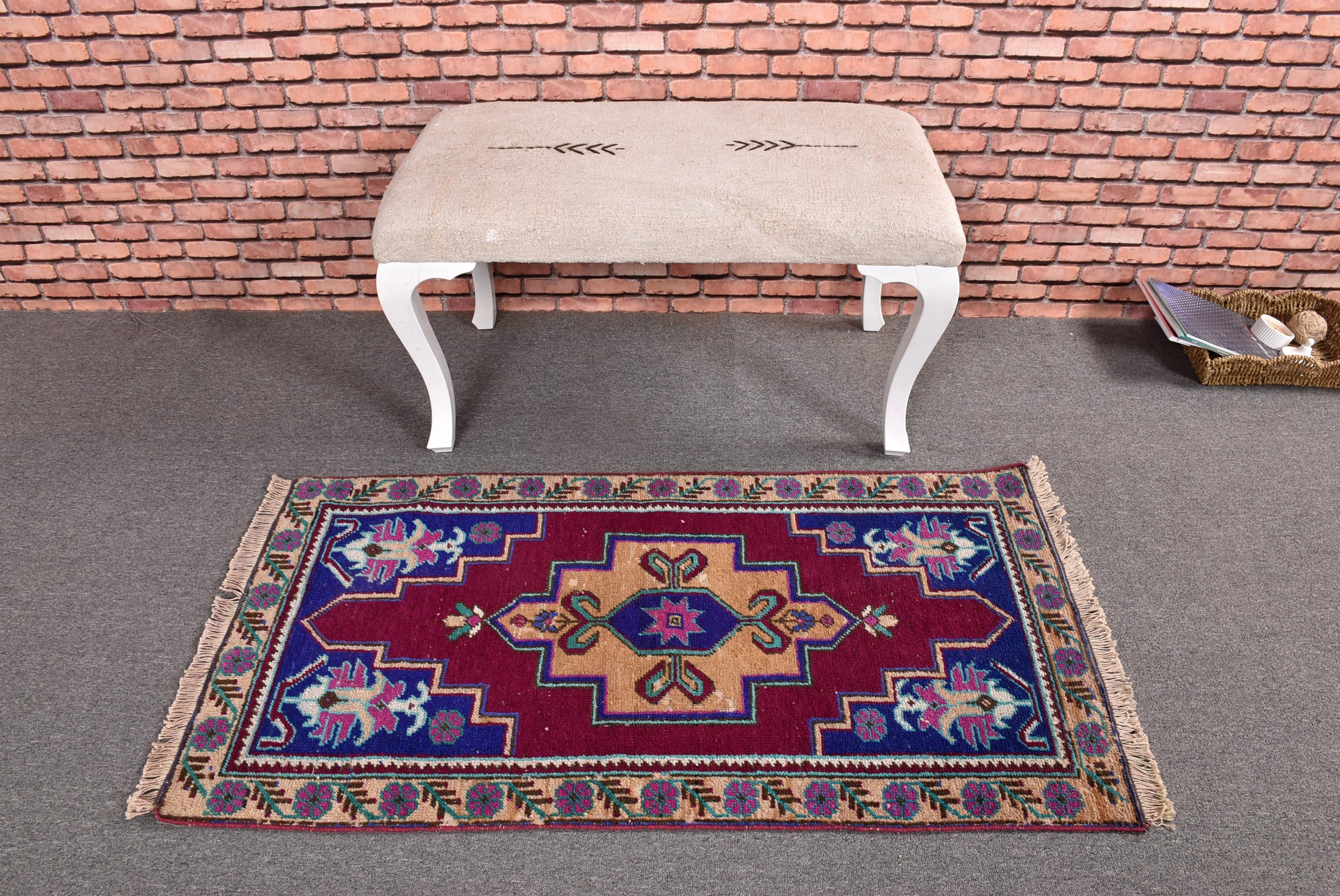 Yer Halısı, El Yapımı Halı, Mor Ev Dekorasyonu Halısı, Modern Halılar, Vintage Halı, 2.3x4.2 ft Küçük Halı, Araba Paspas Halıları, Küçük Alan Halıları, Türk Halısı