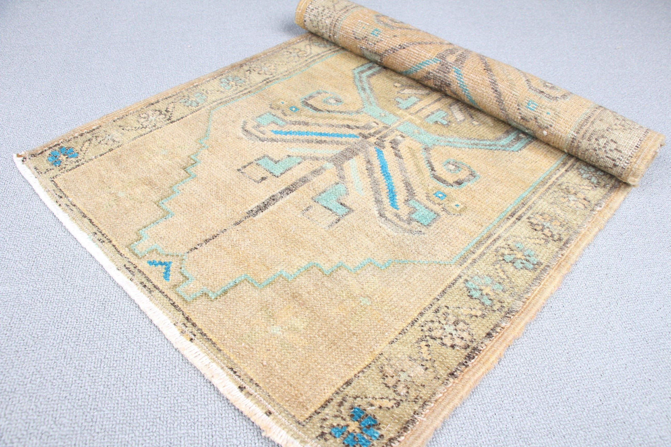 Bath Rugs, Home Decor Rug, Rugs for Bedroom, Vintage Rug, Kitchen Rug, 1.6x3.1 ft Small Rug, Anatolian Rug, Turkish Rug, Green Wool Rug