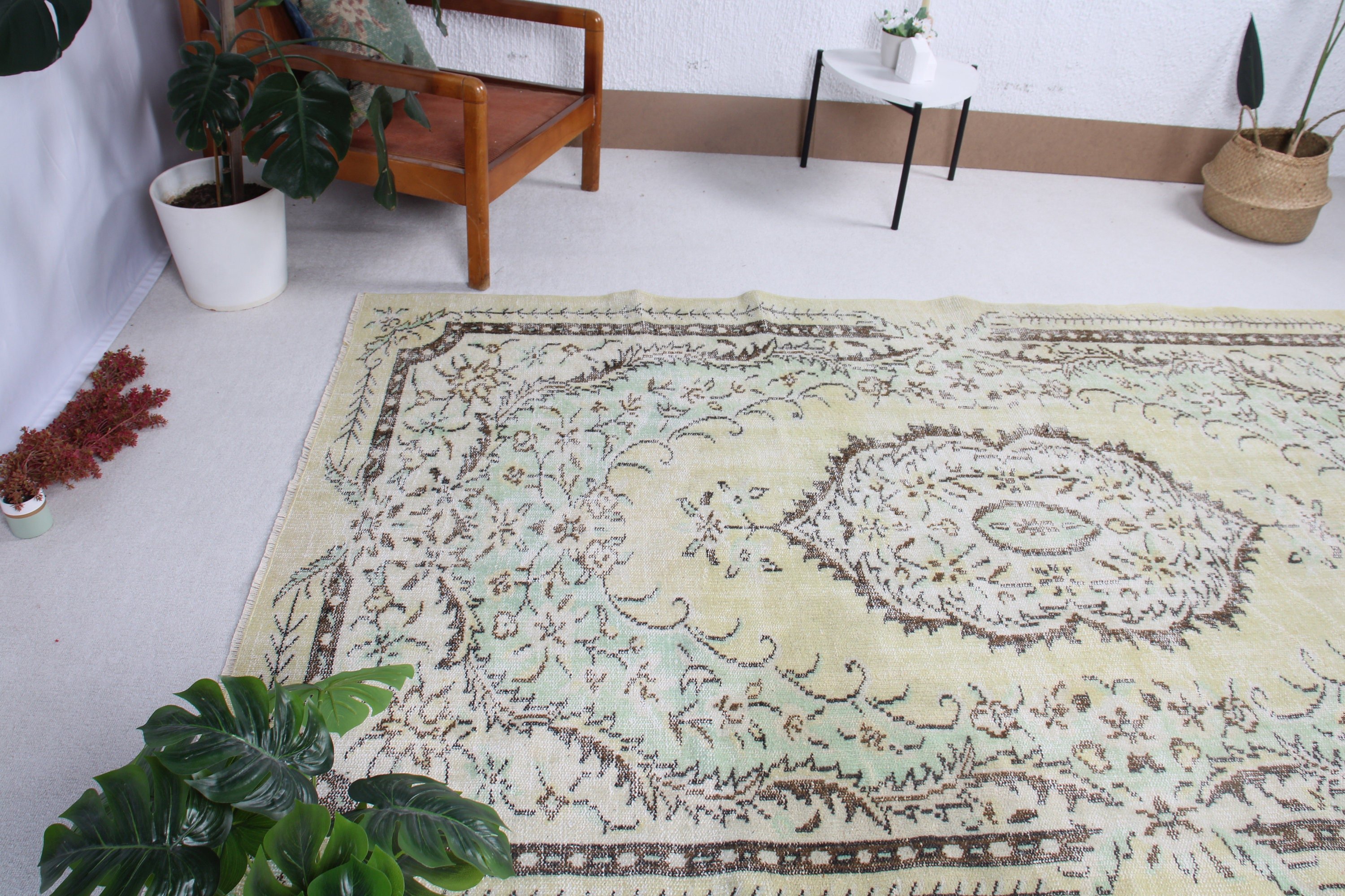 Fas Halıları, Vintage Halılar, Oturma Odası Halısı, Büyük Oushak Halısı, Türk Halısı, Bej Antika Halı, 5.3x8.6 ft Büyük Halı, Havalı Halılar, Boho Halısı