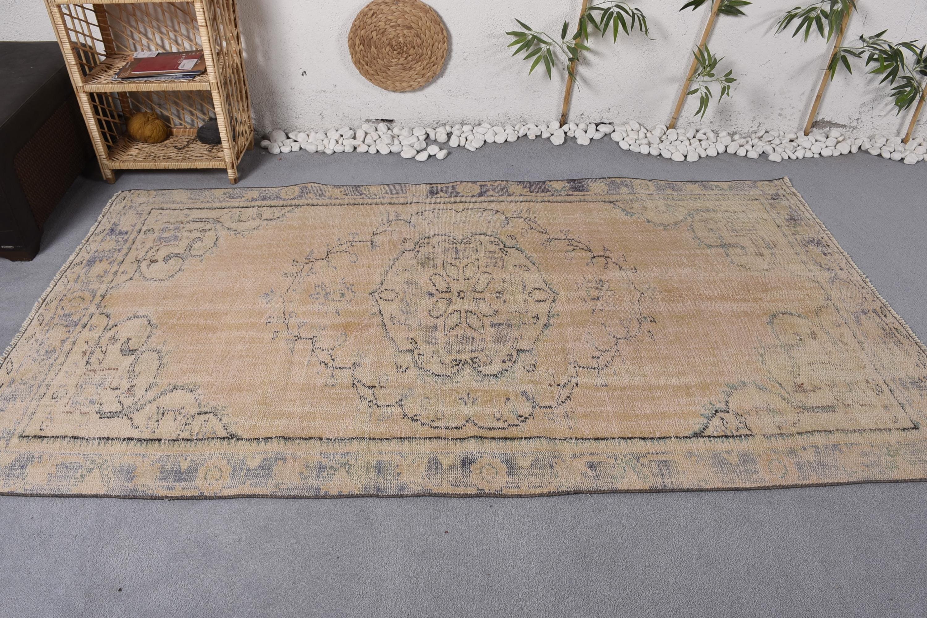 Indoor Rugs, 4.4x8.1 ft Area Rug, Vintage Rugs, Turkish Rug, Living Room Rugs, Wool Rug, Orange Statement Rugs, Turkey Rug