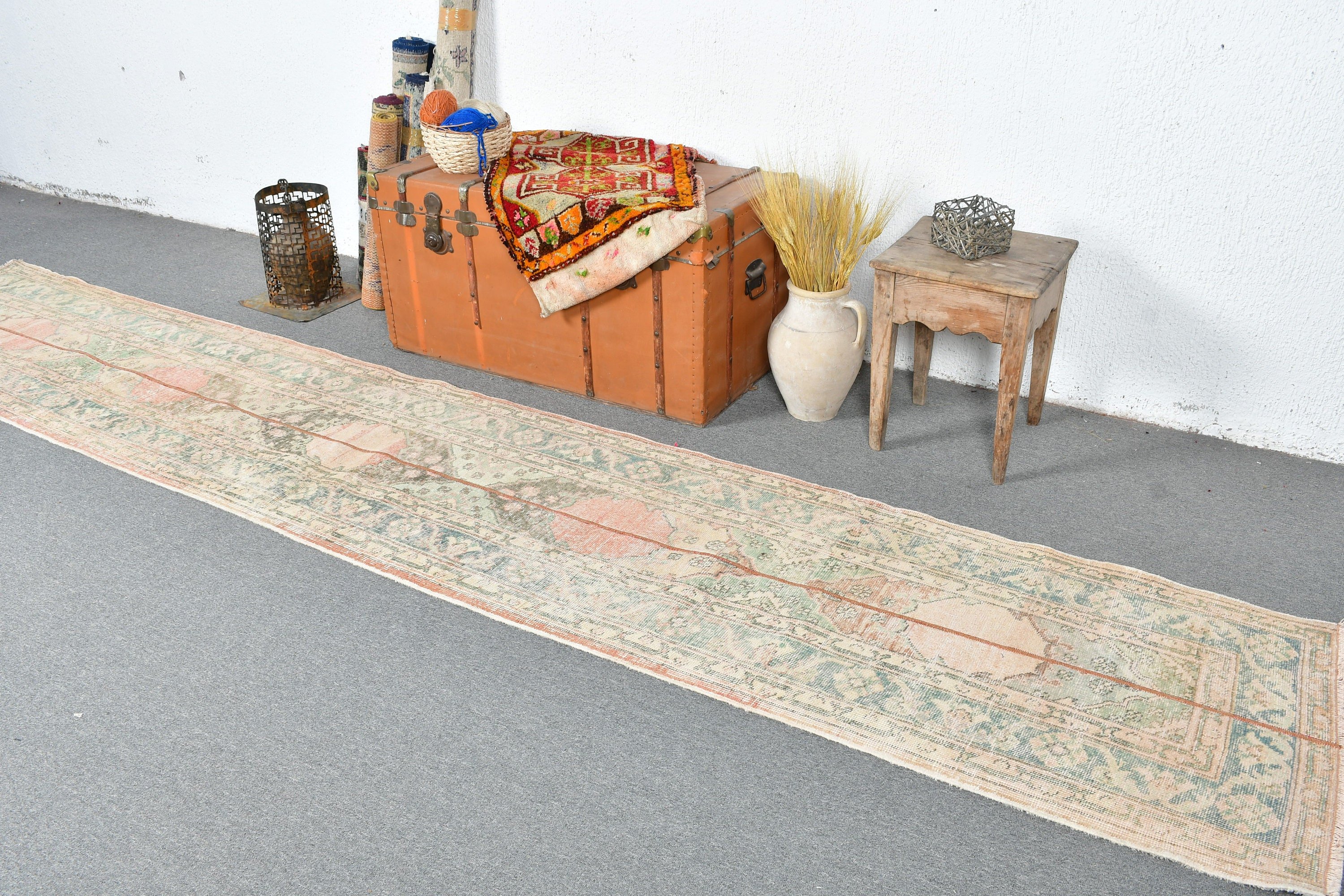 Decorative Rug, Stair Rugs, Antique Rugs, Turkish Rugs, 2.3x12.9 ft Runner Rug, Corridor Rugs, Vintage Rug, Brown Home Decor Rug, Wool Rugs