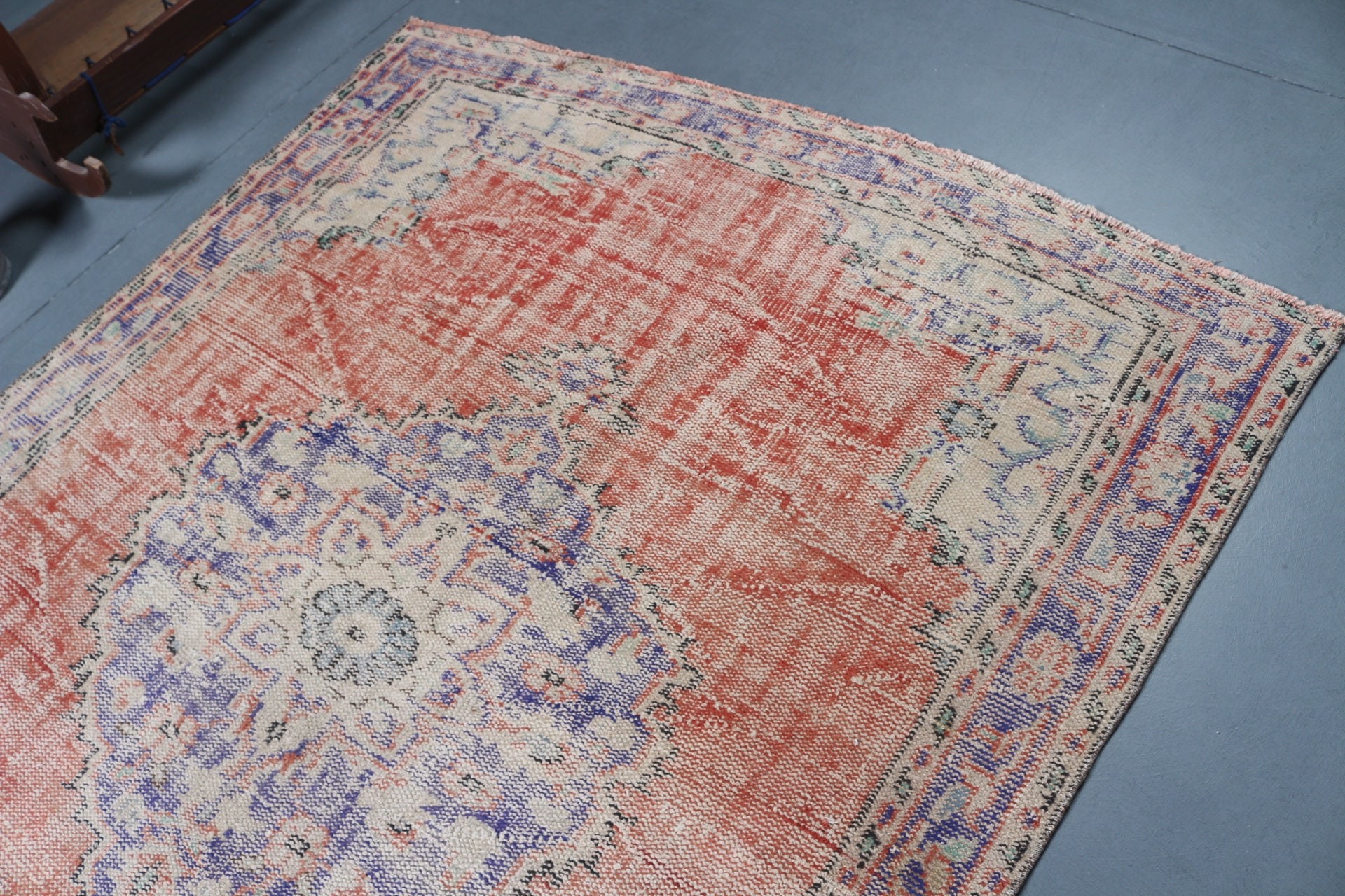 Vintage Rugs, Dining Room Rug, Antique Rug, Orange Anatolian Rug, Salon Rugs, 5.6x8.2 ft Large Rug, Muted Rug, Turkish Rug