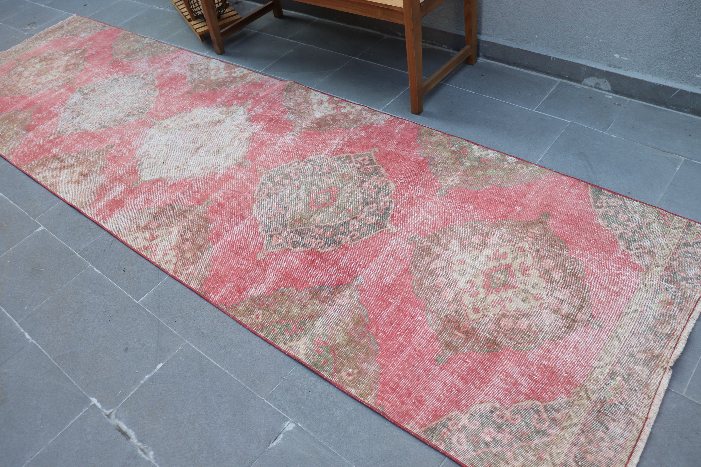 Red  3.5x12.4 ft Runner Rug, Rugs for Runner, Hallway Rug, Tribal Rug, Kitchen Rug, Turkish Rugs, Vintage Rug