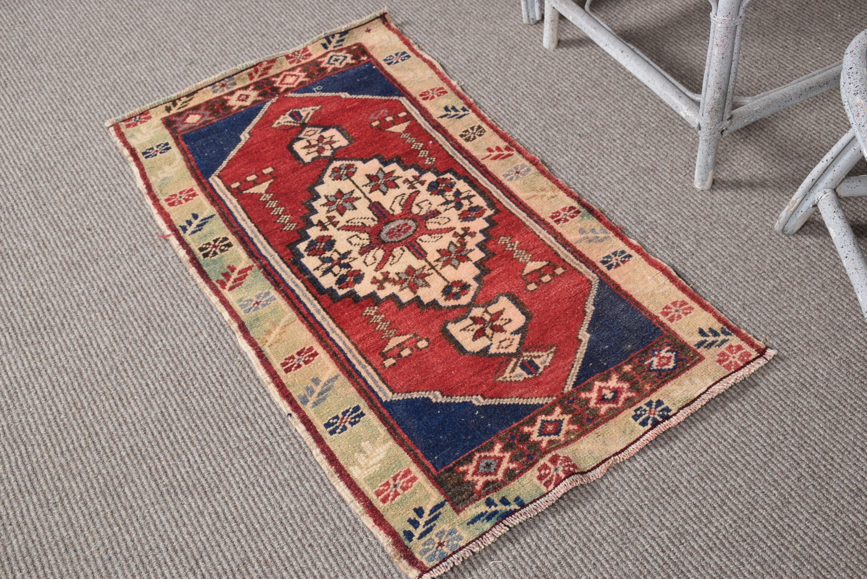 1.9x3.5 ft Small Rug, Art Rug, Wool Rugs, Bathroom Rugs, Red Wool Rugs, Turkish Rug, Rugs for Bath, Home Decor Rug, Vintage Rug, Entry Rugs