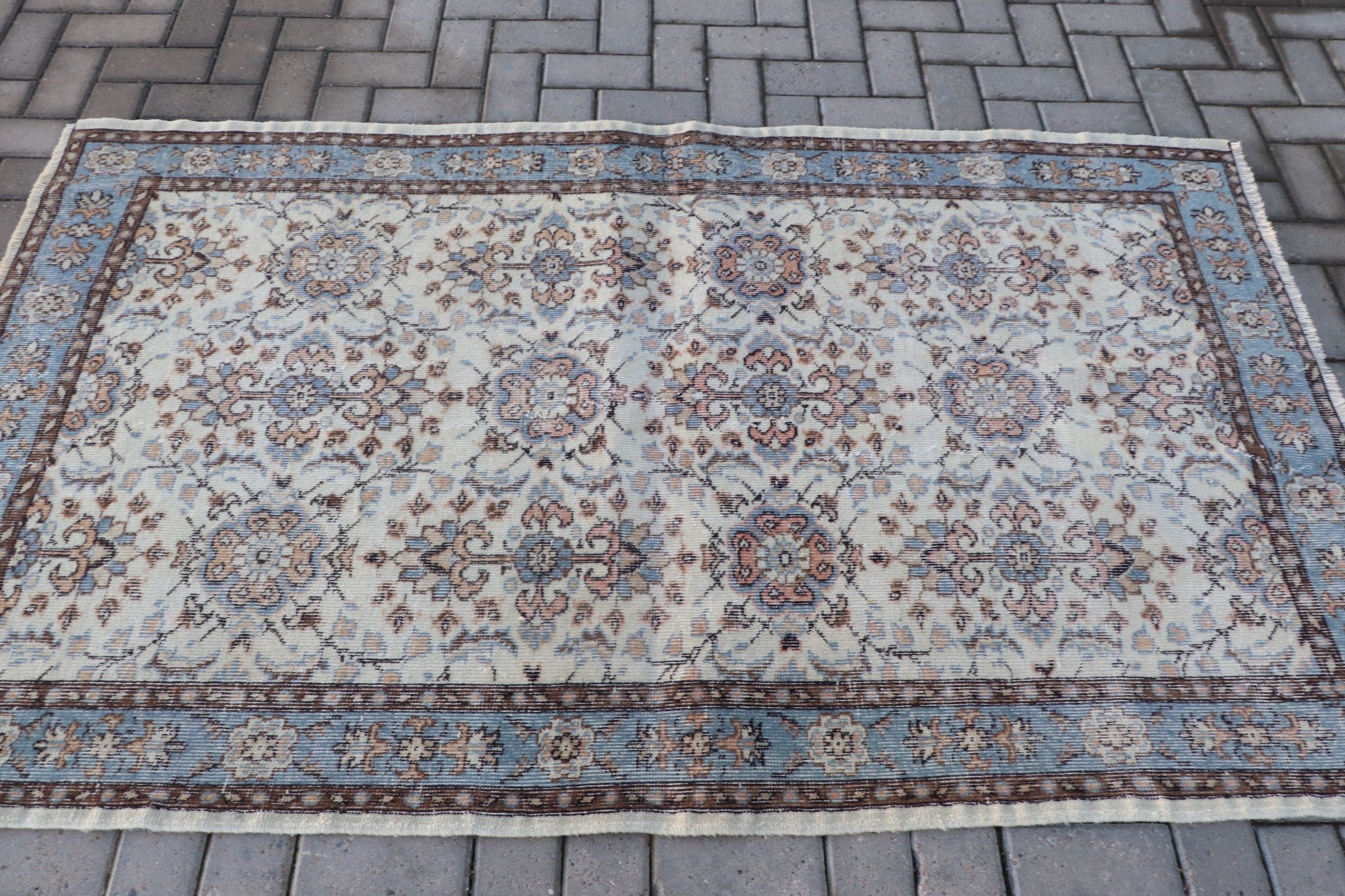 Bedroom Rug, Beige Floor Rug, Cool Rugs, Living Room Rugs, Turkish Rug, 4x6.7 ft Area Rugs, Rugs for Area, Vintage Rugs, Oushak Rug