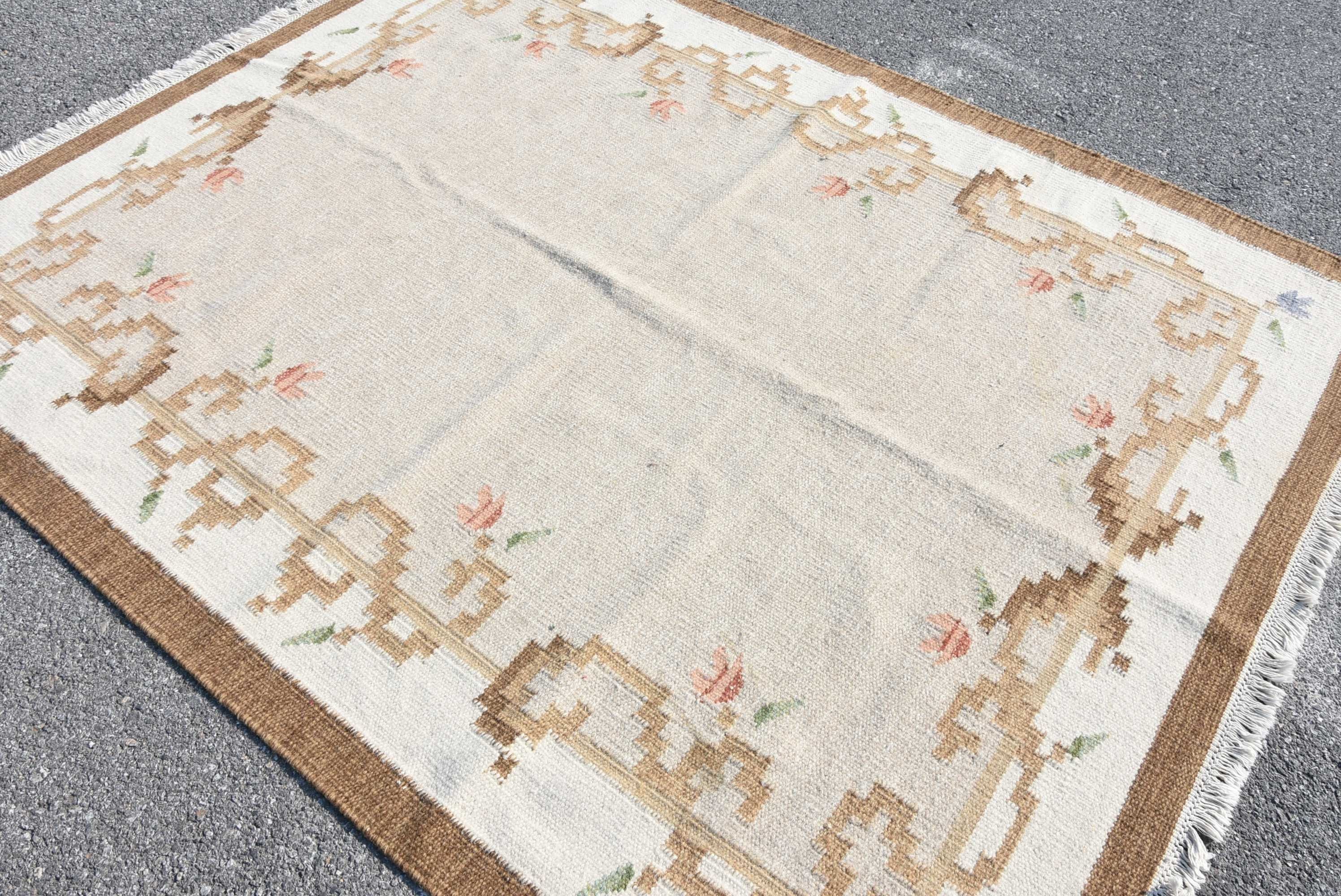 Turkish Rug, Dorm Rug, Moroccan Rugs, 5.8x7.4 ft Large Rug, Vintage Rugs, White Anatolian Rugs, Dining Room Rug, Bedroom Rug, Anatolian Rug