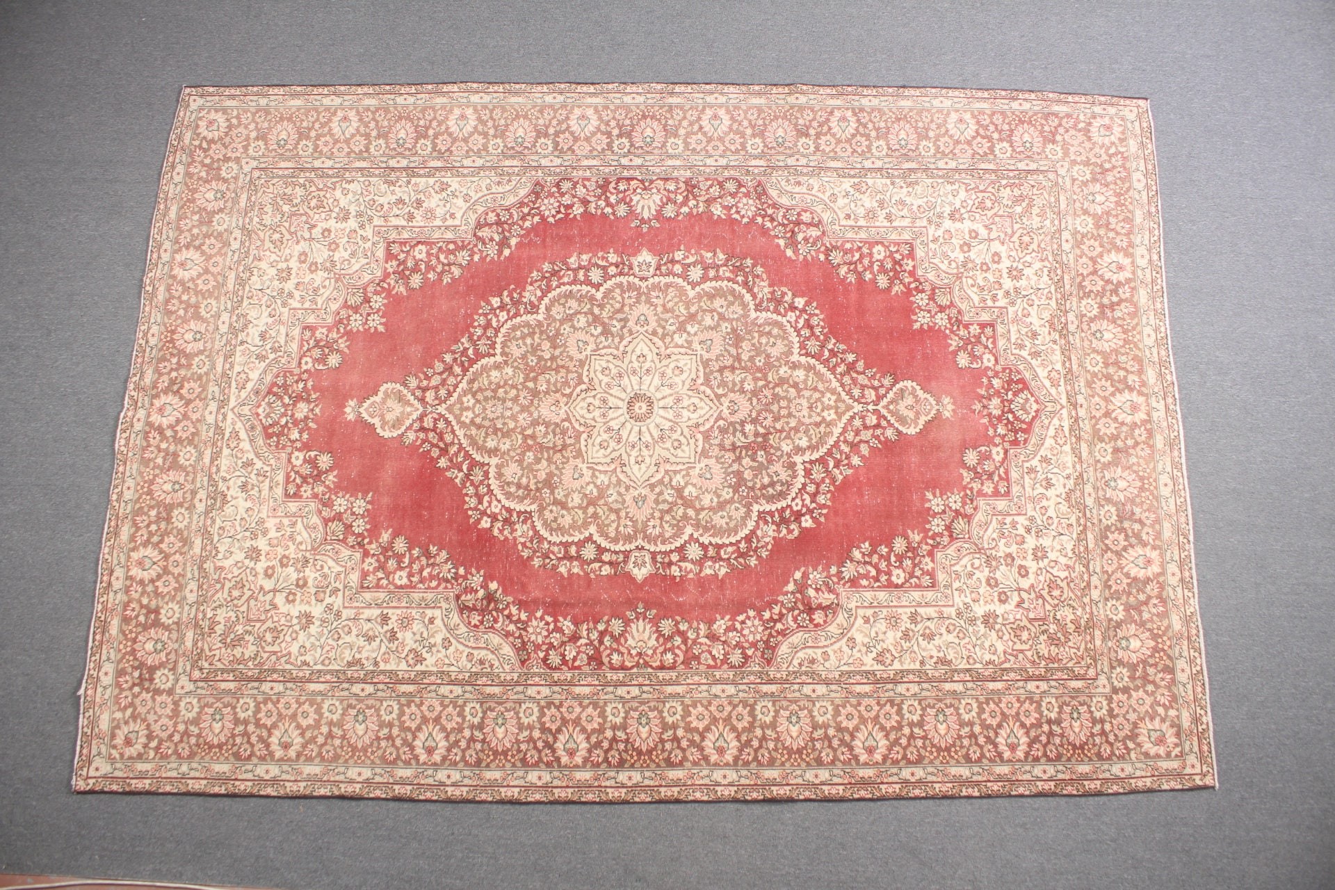 Düz Dokuma Halı, Yatak Odası Halısı, 6.9x9.8 ft Büyük Halı, Bej Soğuk Halı, Anadolu Halısı, Vintage Halı, Yemek Odası Halıları, Türk Halıları