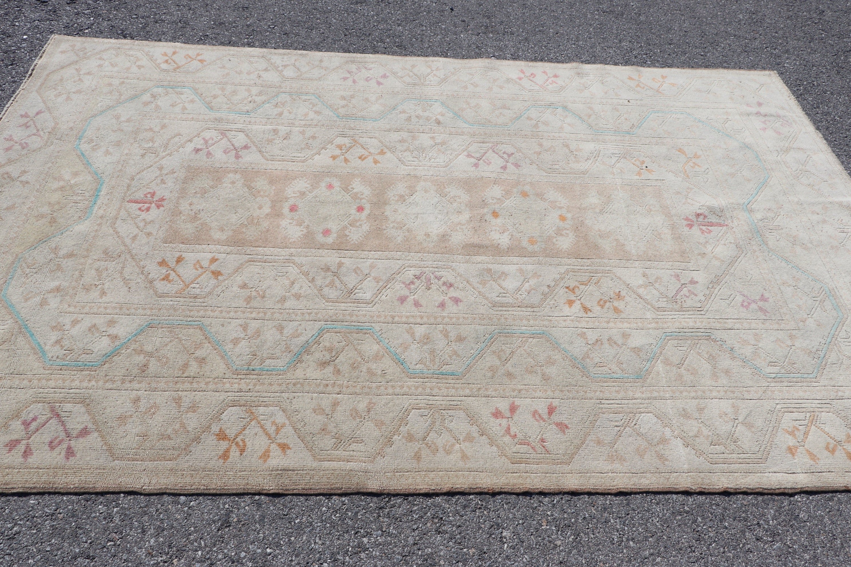 Rugs for Salon, Vintage Rug, Turkish Rugs, Beige Floor Rug, Living Room Rug, Home Decor Rugs, 5.4x8.6 ft Large Rugs, Salon Rugs, Wool Rug