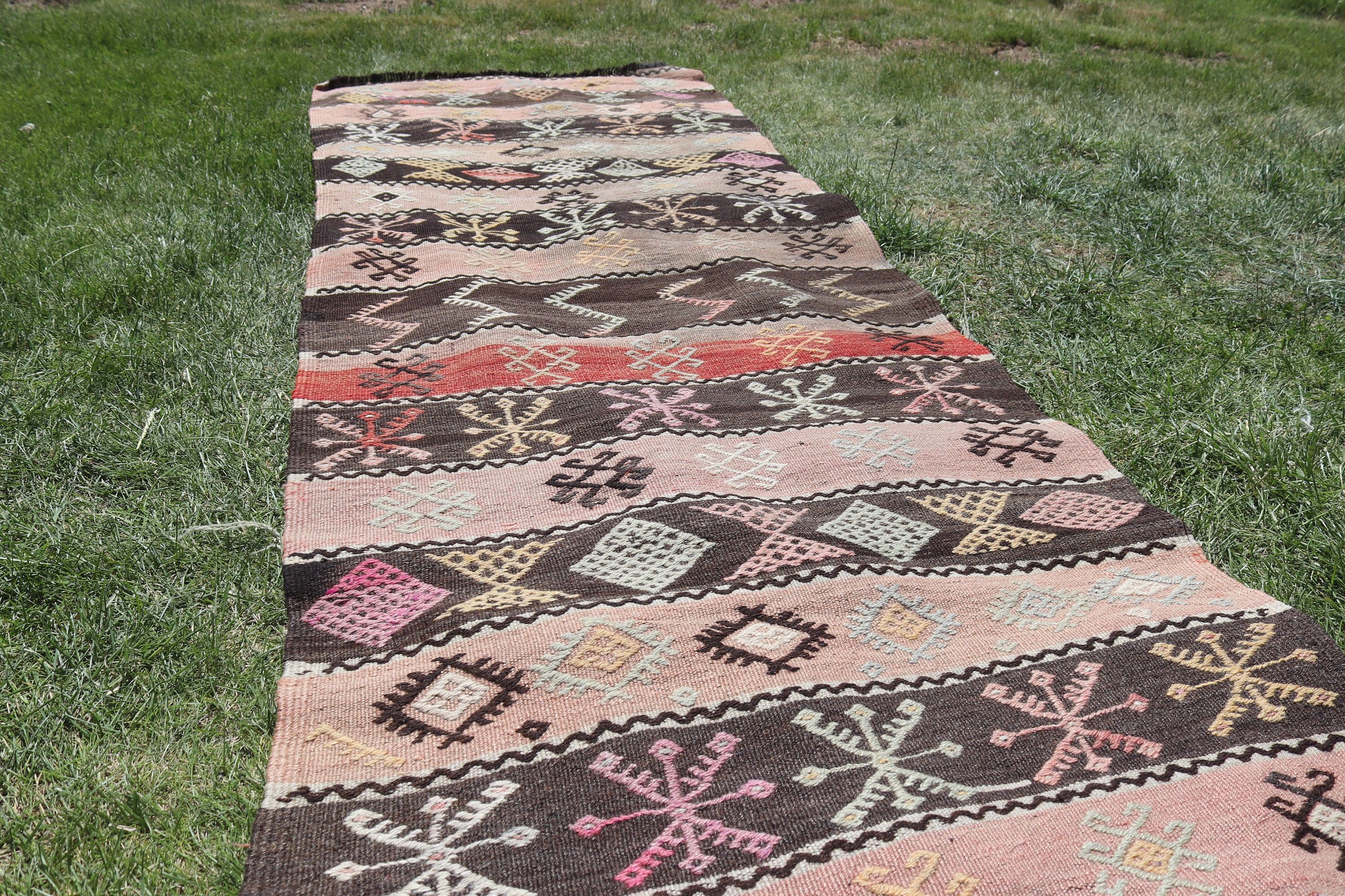 Pink Kitchen Rugs, Floor Rugs, Turkish Rug, Kilim, Hallway Rug, Vintage Rugs, Corridor Rugs, Bedroom Rugs, 2.6x7.9 ft Runner Rugs