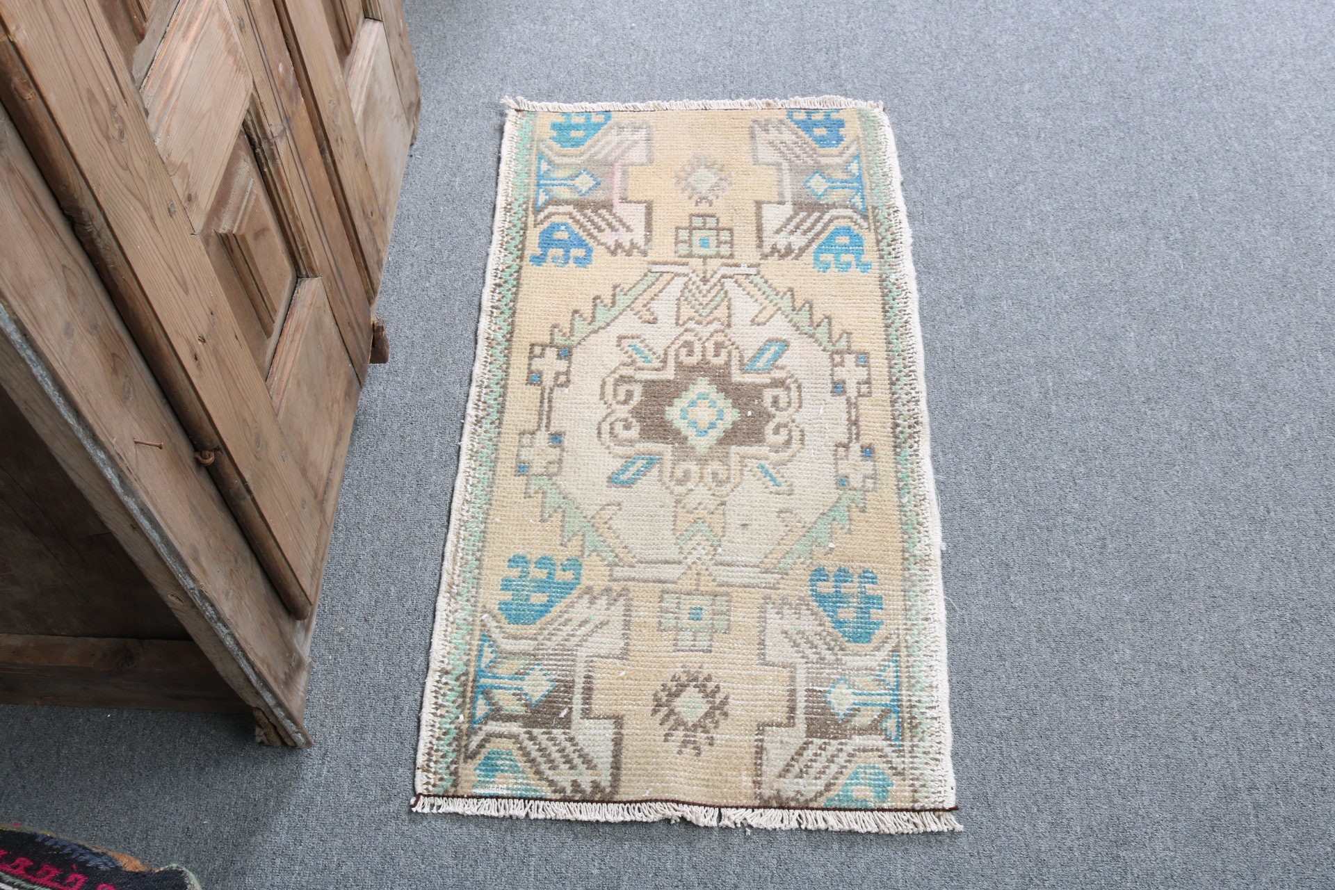 Türk Halıları, Bej Ev Dekorasyonu Halısı, Vintage Halı, Türkiye Halıları, Yer Halıları, Küçük Boho Halıları, Mutfak Halıları, 1.6x3 ft Küçük Halı, Kapı Paspası Halıları