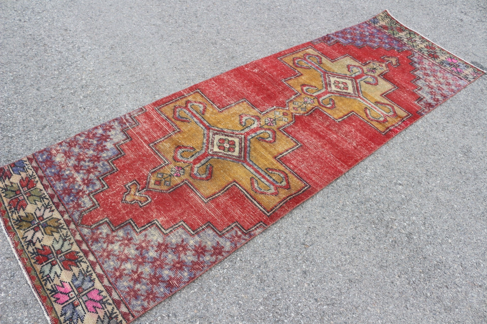 Vintage Halılar, Kırmızı Oryantal Halı, Oryantal Halı, Mutfak Halıları, 2,9x9 ft Runner Halısı, Koridor Halısı, Türk Halısı, Yer Halısı, El Dokuma Halı