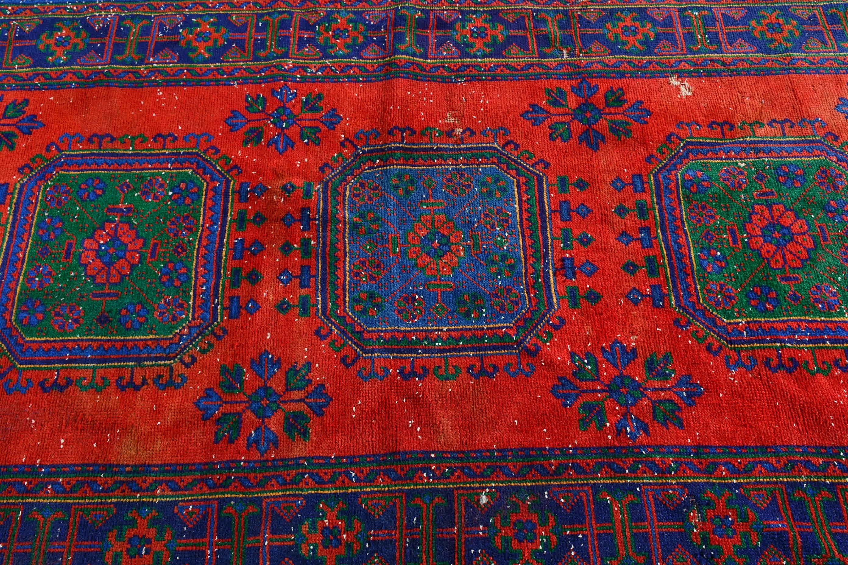 Koridor Halıları, Oushak Halıları, Vintage Halılar, 4,2x12,1 ft Runner Halısı, Türk Halıları, Estetik Halı, Kırmızı Oryantal Halı, Koridor Halısı