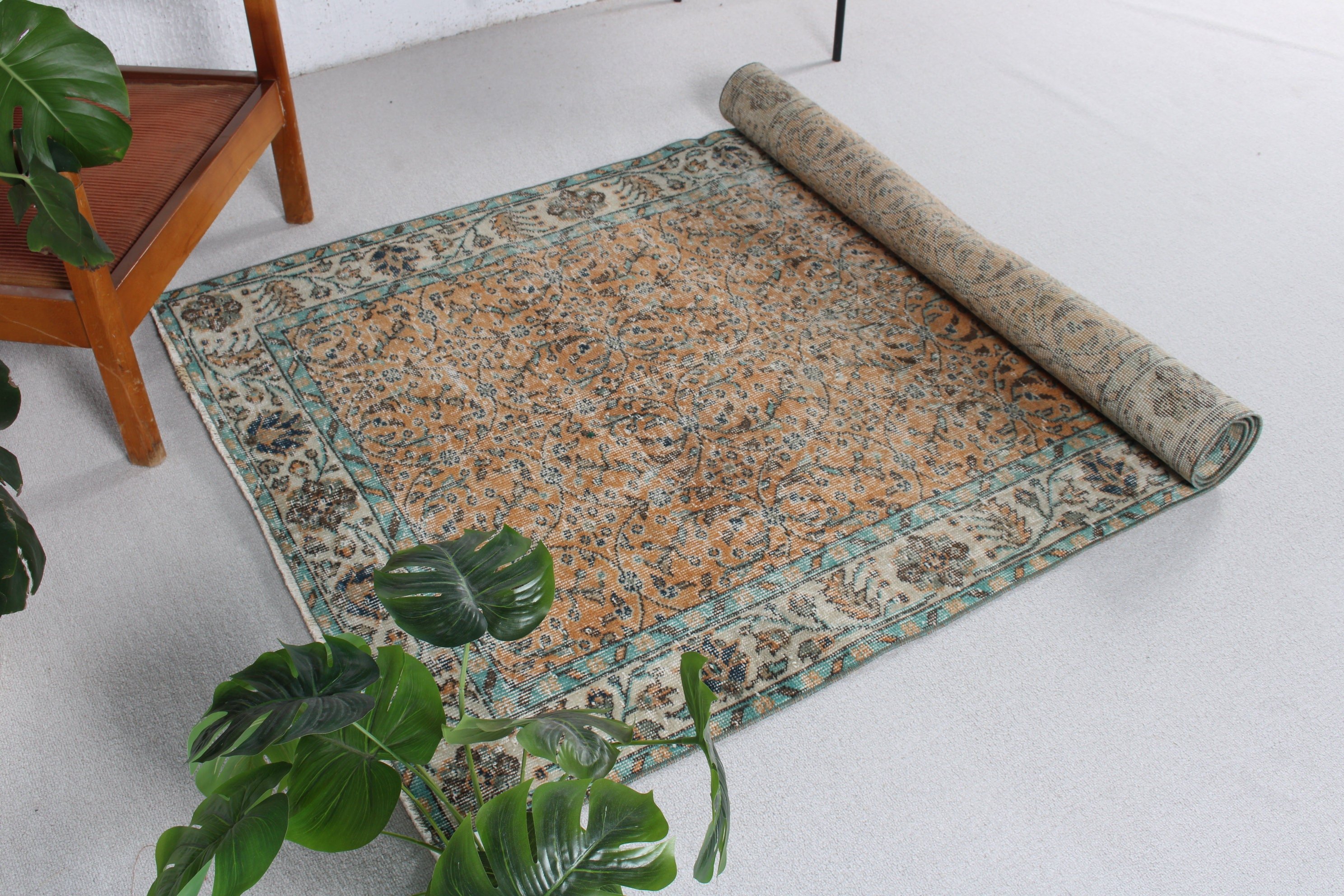 Vintage Halı, Düz Dokuma Halılar, İç Mekan Halısı, İç Mekan Halıları, Turuncu Nötr Halılar, 3,9x7 ft Alan Halısı, Nötr Halı, Mutfak Halıları, Türk Halısı