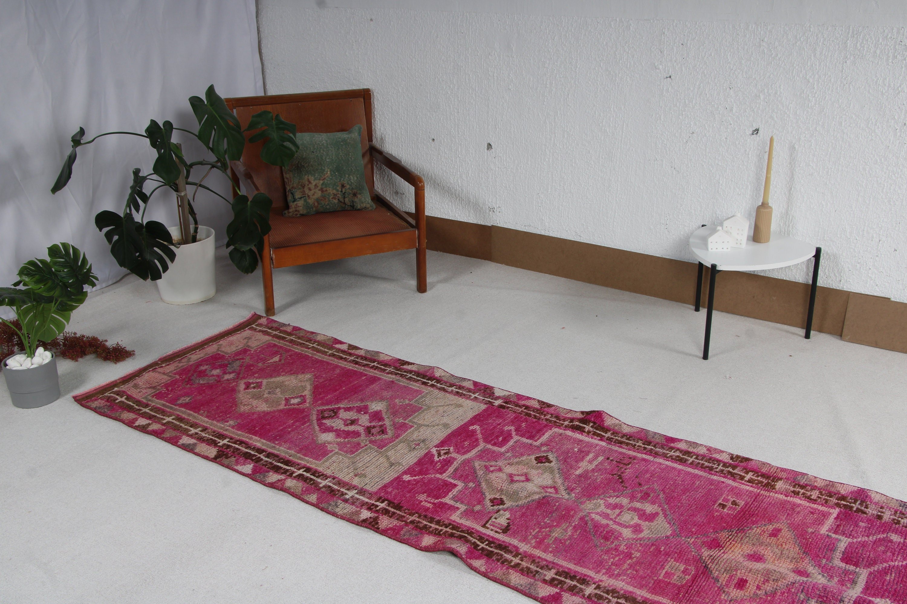 Türk Halıları, Mor Yer Halısı, Vintage Halılar, Boho Halıları, Beni Ourain Runner Halıları, 2.8x13 ft Runner Halısı, Oryantal Halılar, Koridor Halısı