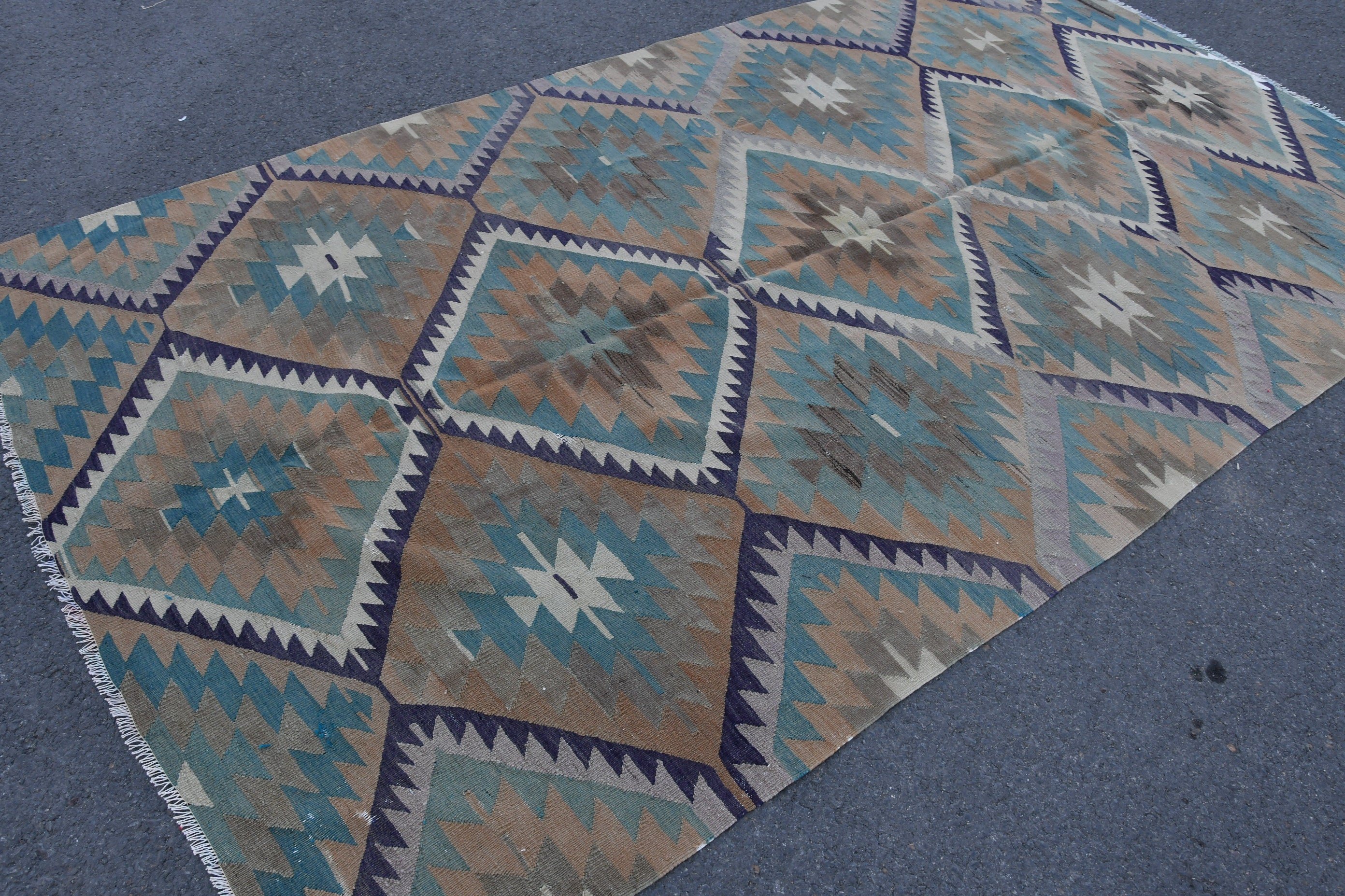 Turkish Rugs, Moroccan Rugs, Kilim, Blue  5.5x9.8 ft Large Rugs, Vintage Rug, Living Room Rugs, Cool Rugs, Dining Room Rug