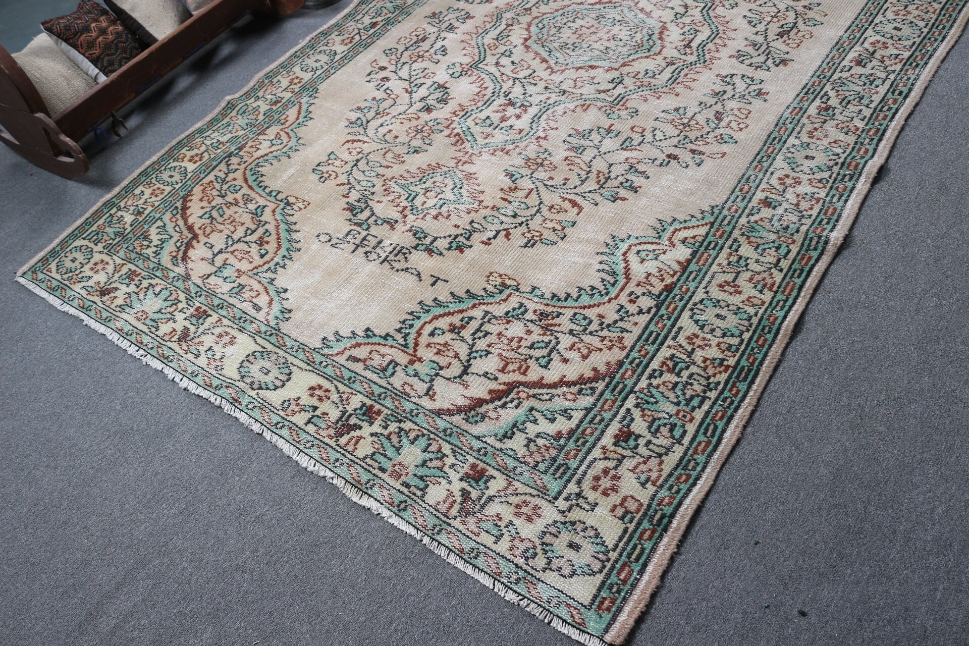 5.9x9.9 ft Büyük Halı, Yer Halısı, Kahverengi Antika Halı, Vintage Halı, Türk Halısı, Soyut Halılar, Ev Dekor Halısı, Yatak Odası Halıları, Salon Halısı