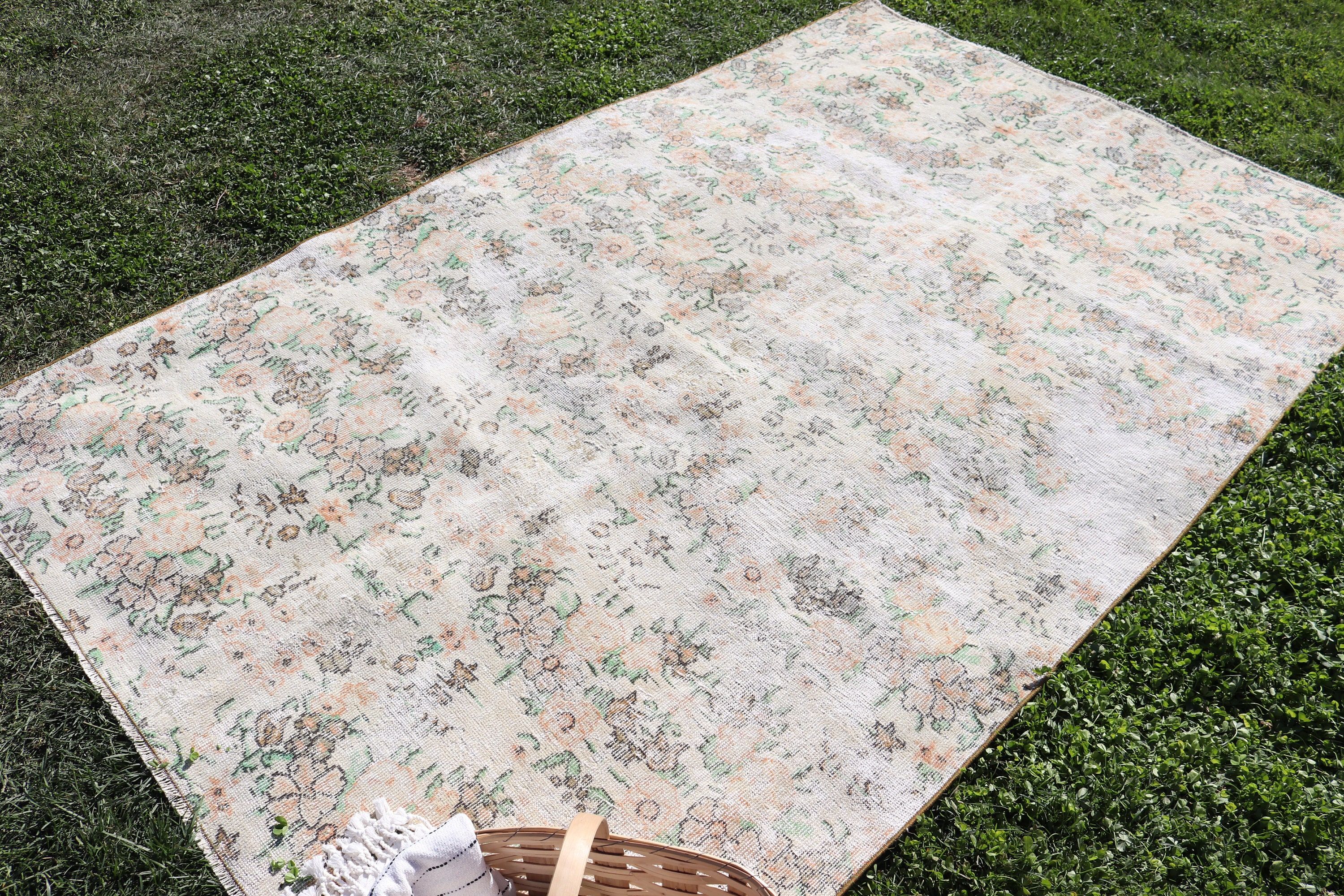 Oturma Odası Halısı, Düz Dokuma Halılar, Bej Ev Dekor Halısı, Vintage Halı, 5.2x8.4 ft Büyük Halı, Yatak Odası Halısı, Türk Halıları