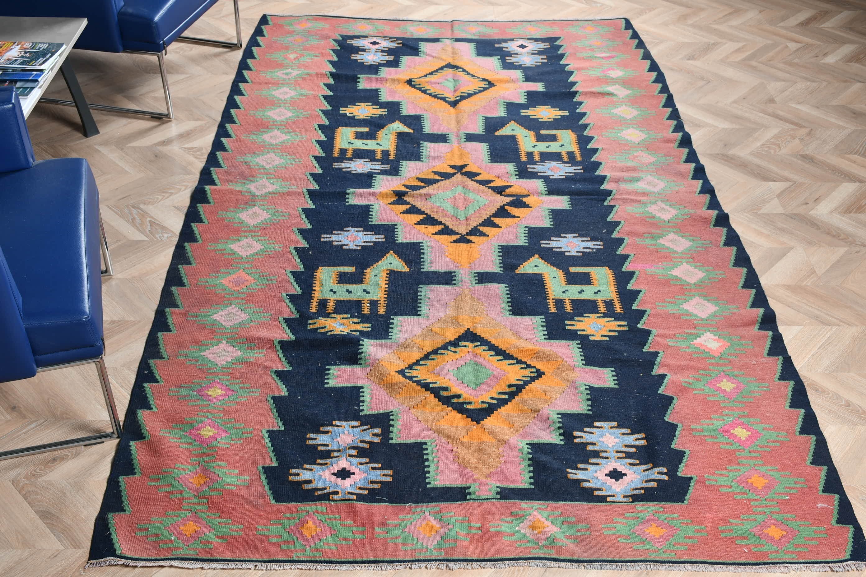 Fas Halısı, Pastel Halı, Türk Halısı, Oturma Odası Halıları, Salon Halısı, Oushak Halısı, Vintage Halılar, Kilim, Pembe Antika Halı, 5.5x9.7 ft Büyük Halı