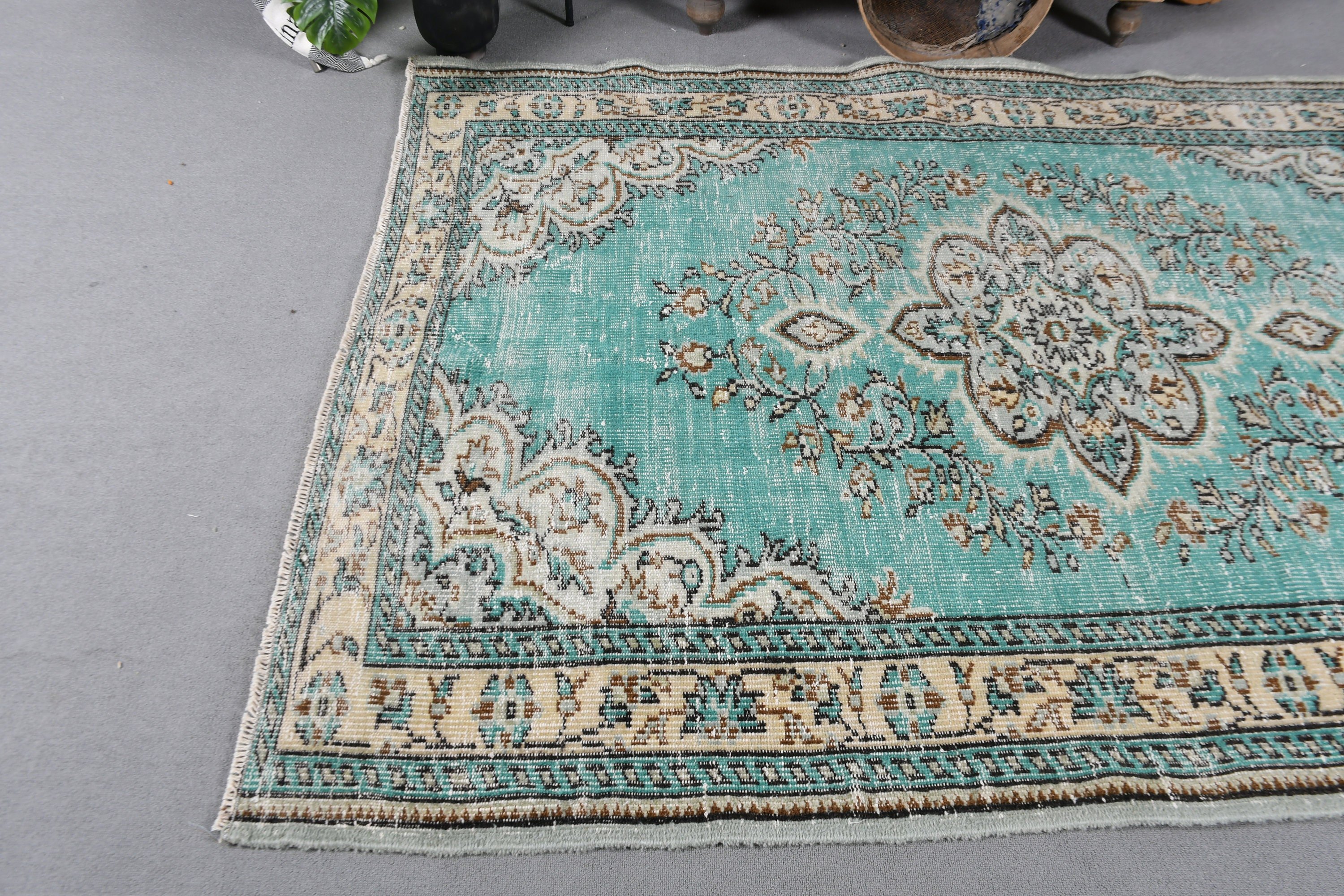 Nursery Rugs, Floor Rugs, Living Room Rug, Vintage Rugs, Wool Rugs, 5.4x7.4 ft Area Rug, Rugs for Nursery, Green Bedroom Rugs, Turkish Rug