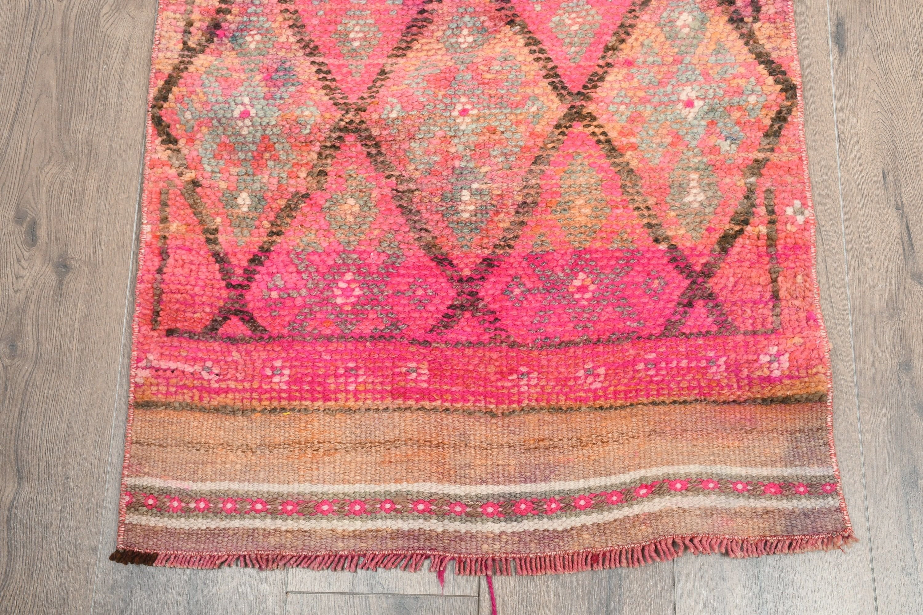 Stair Rug, Turkish Rug, Hallway Rugs, Oriental Rugs, Pink Moroccan Rug, Floor Rug, 2.3x11.5 ft Runner Rugs, Antique Rug, Vintage Rugs