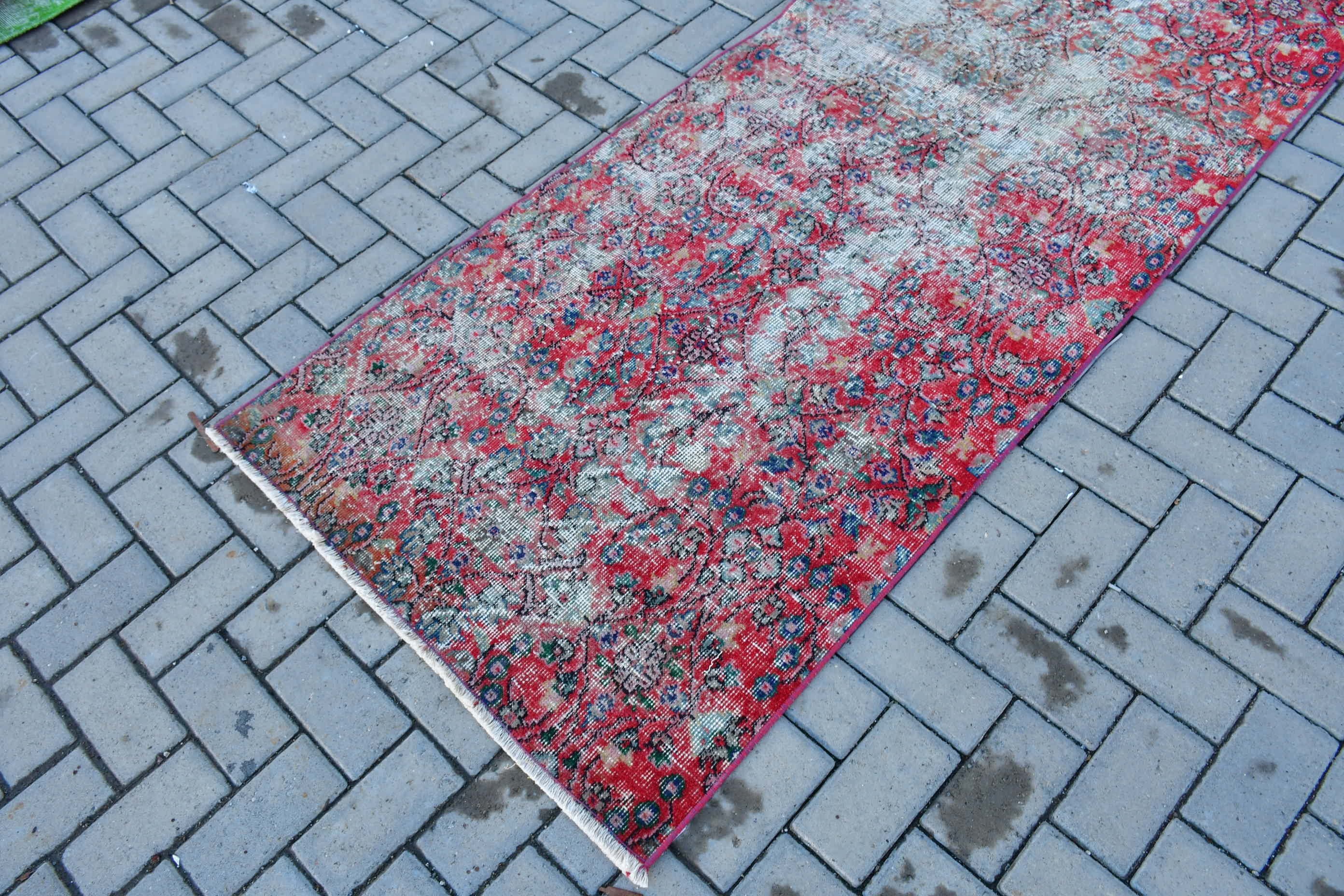 3x8.5 ft Runner Rug, Stair Rugs, Antique Rugs, Rugs for Kitchen, Turkish Rug, Hallway Rug, Vintage Rug, Wool Rug, Red Anatolian Rug