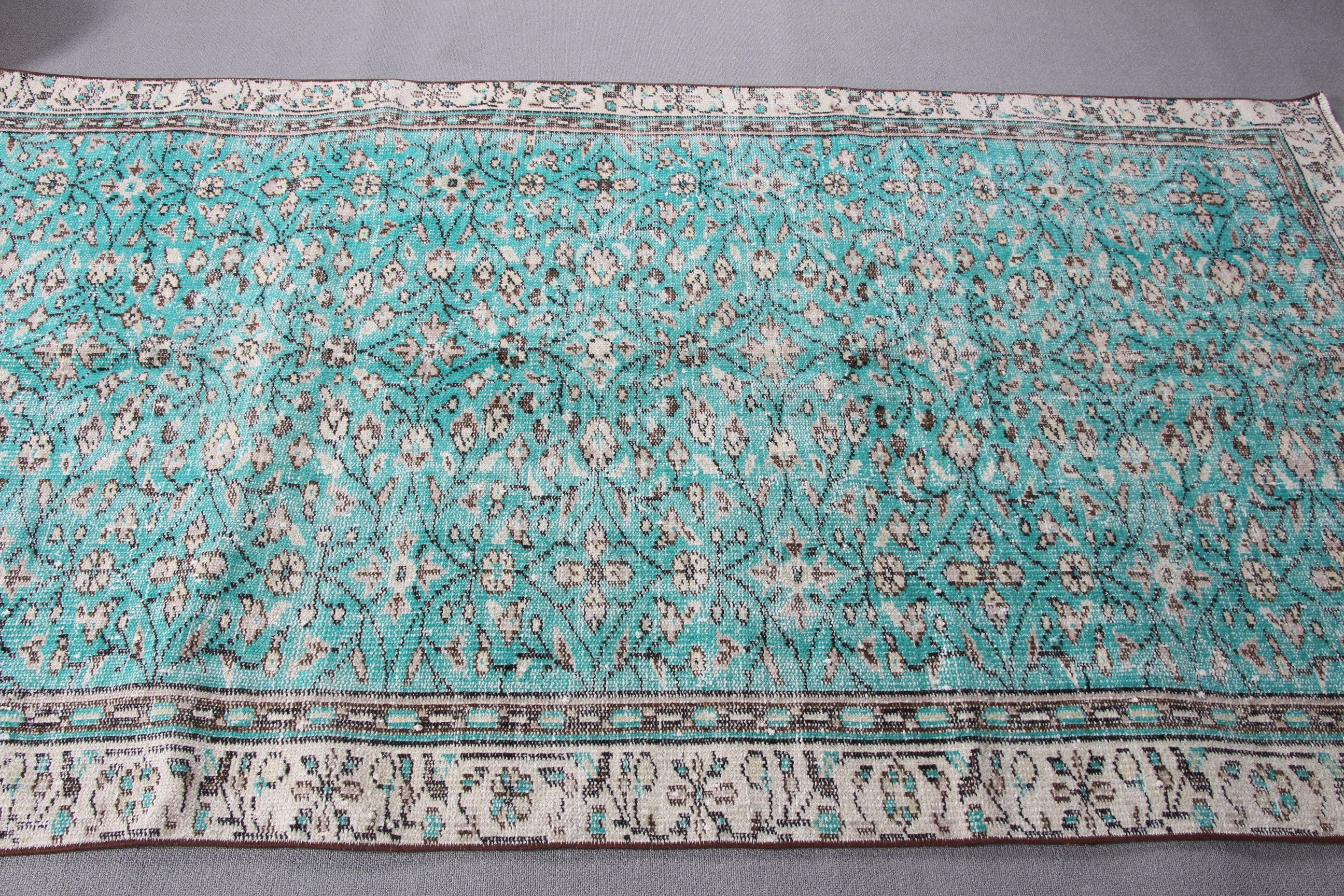 4.4x7.5 ft Alan Halıları, Vintage Halı, Kabile Halısı, Yatak Odası Halısı, Yeşil Oryantal Halı, Fas Halısı, Yatak Odası Halıları, Türk Halısı, Yer Halısı