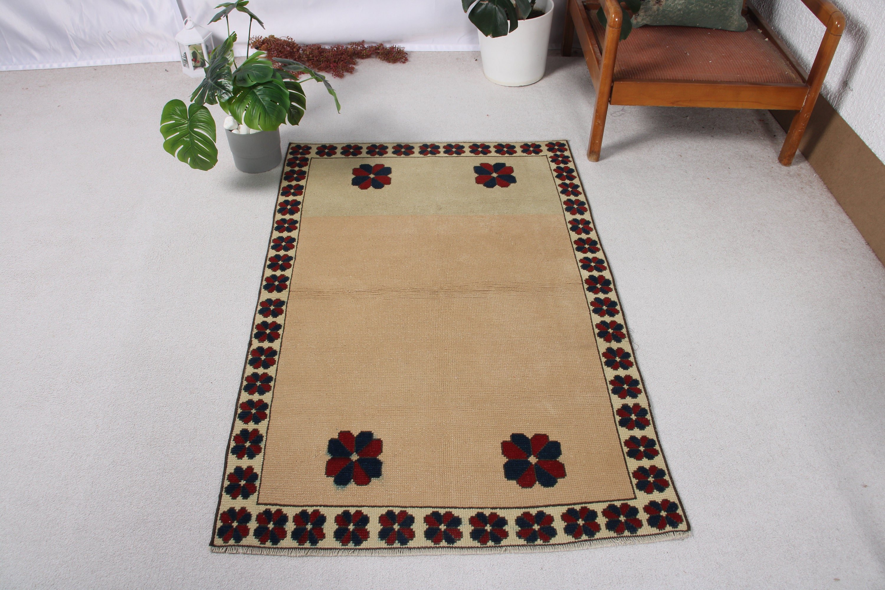 Kahverengi Ev Dekor Halısı, Vintage Halılar, Kapı Paspası Halıları, 3.1x4.5 ft Küçük Halı, Küçük Boho Halısı, Türkiye Halısı, Boho Halıları, Anadolu Halısı, Türk Halısı