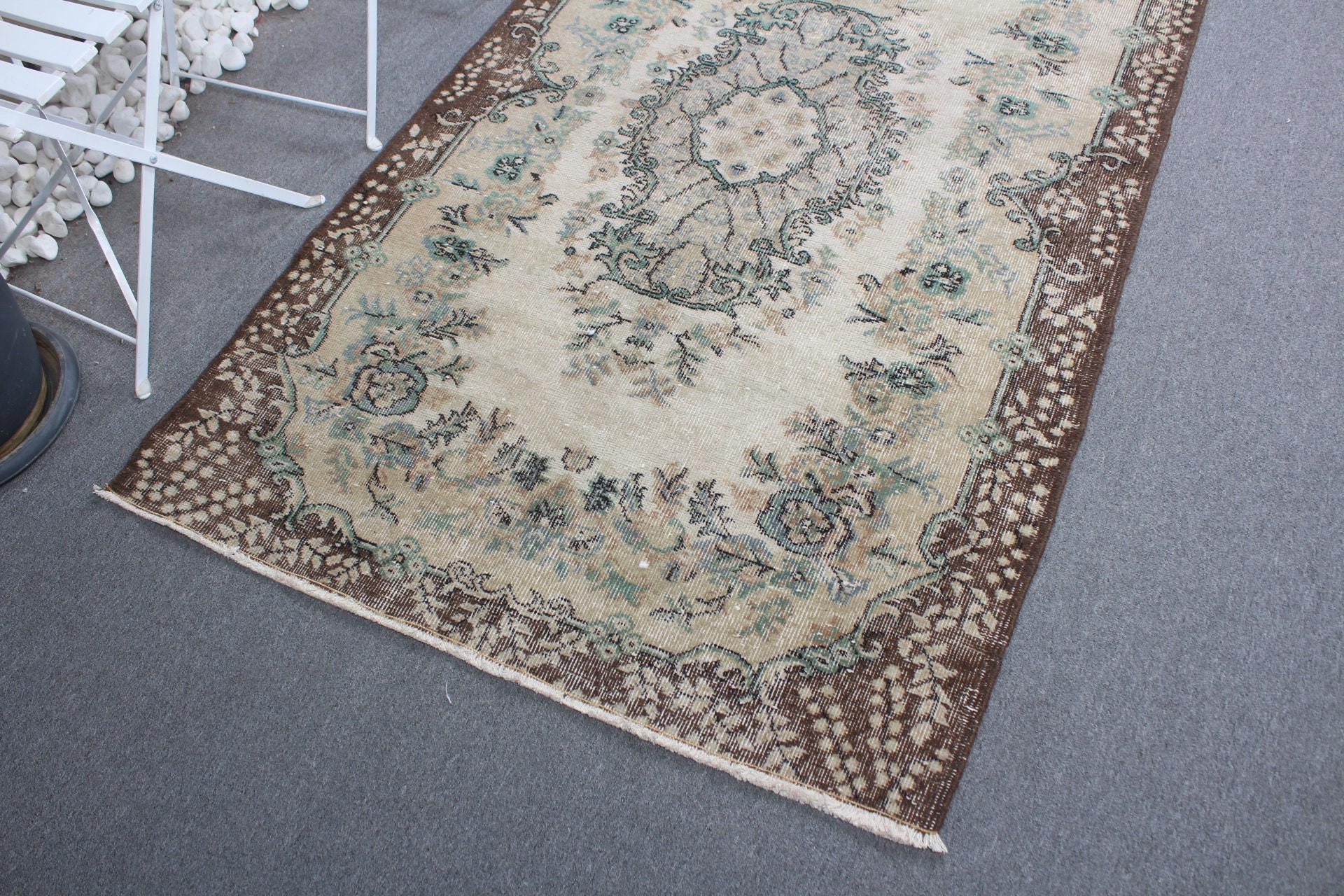 Dining Room Rug, Vintage Rug, Beige Cool Rugs, Antique Rug, Art Rugs, Living Room Rug, Moroccan Rug, Turkish Rugs, 3.8x6.5 ft Area Rug