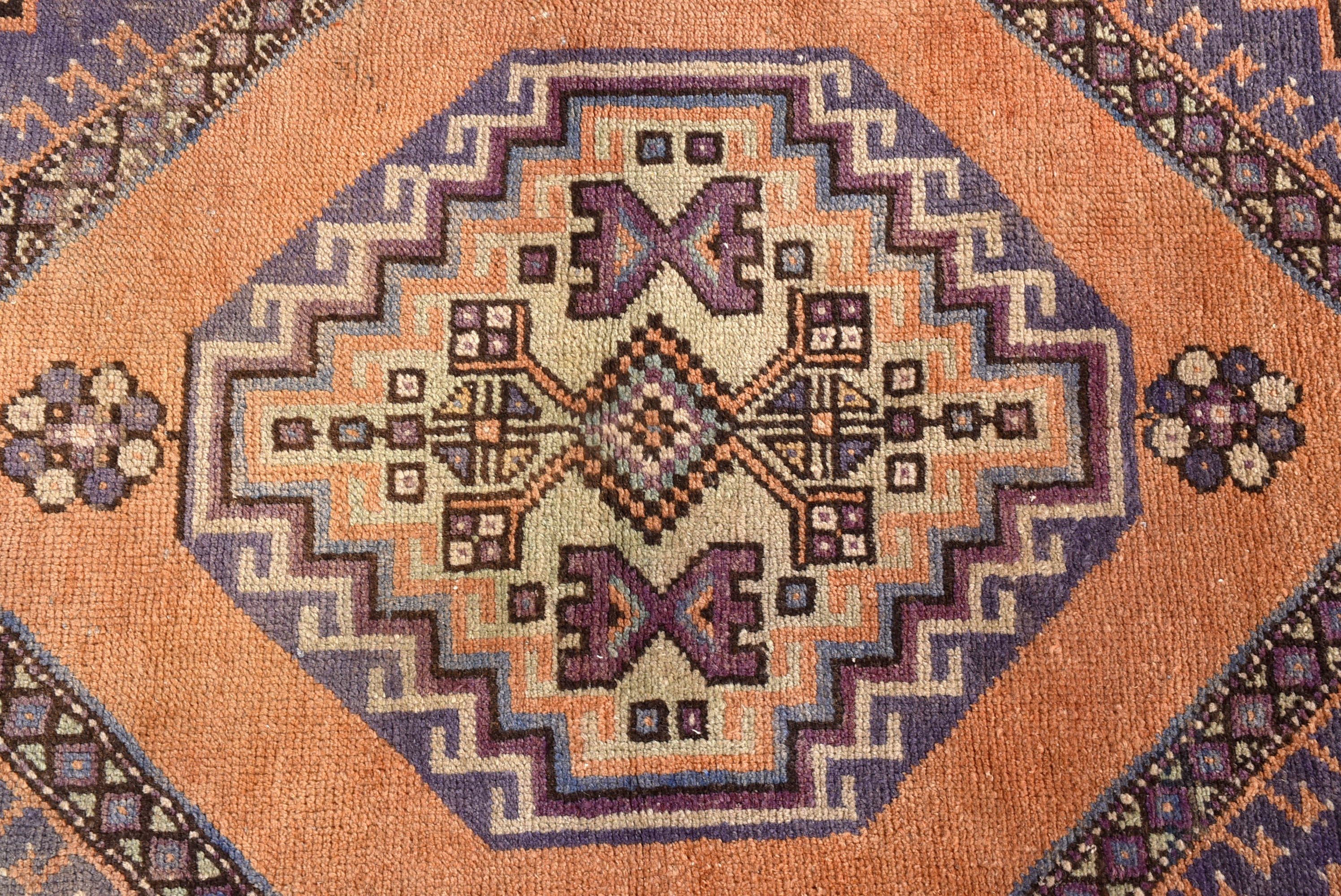 Lüks Halı, 3,5x5,3 ft Aksan Halısı, Vintage Halılar, Türk Halısı, Mor Fas Halısı, Boho Vurgulu Halı, Çocuk Odası Halıları, Düz Dokuma Halı