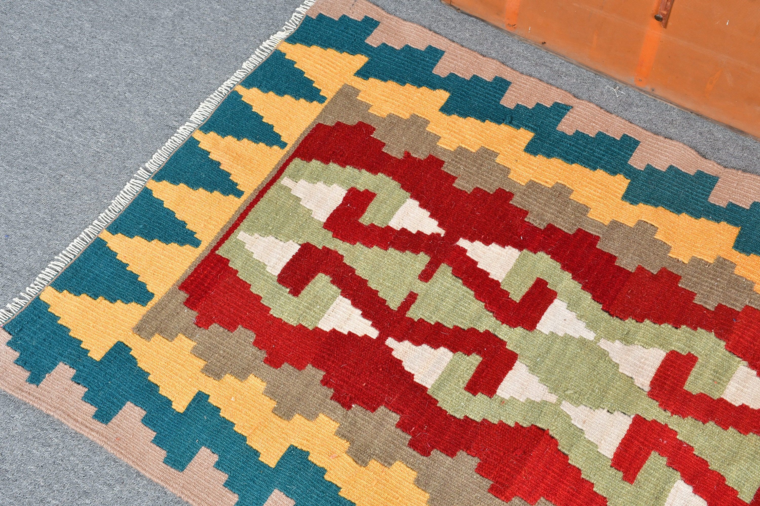 Rugs for Entry, Vintage Rug, Kitchen Rugs, Nursery Rug, Kilim, 2.5x3.9 ft Small Rugs, Bedroom Rug, Rainbow Cool Rug, Turkish Rug, Wool Rug