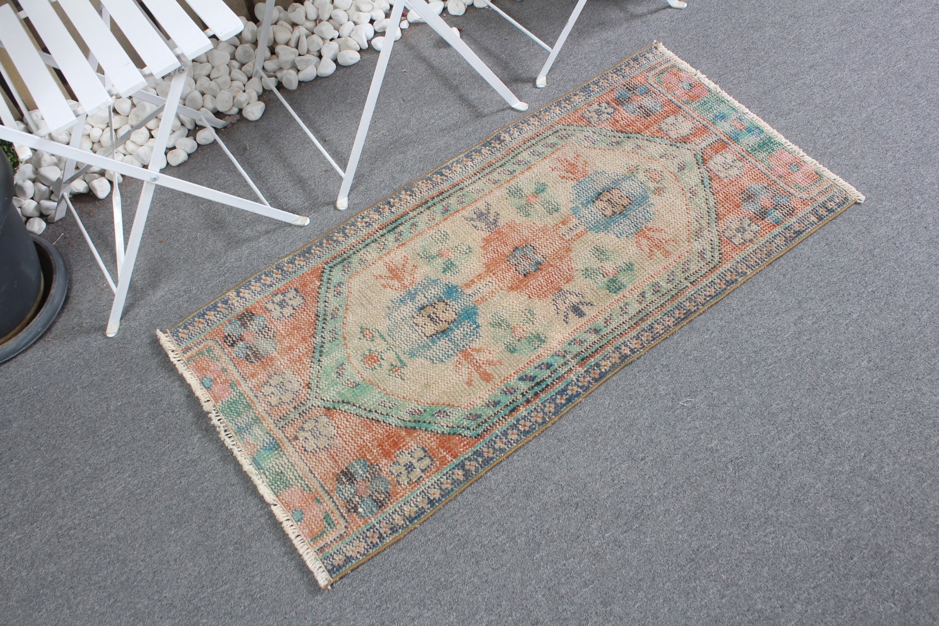 Door Mat Rug, Vintage Rug, Bathroom Rug, 1.9x3.9 ft Small Rugs, Green Home Decor Rugs, Pale Rug, Turkish Rug, Antique Rugs