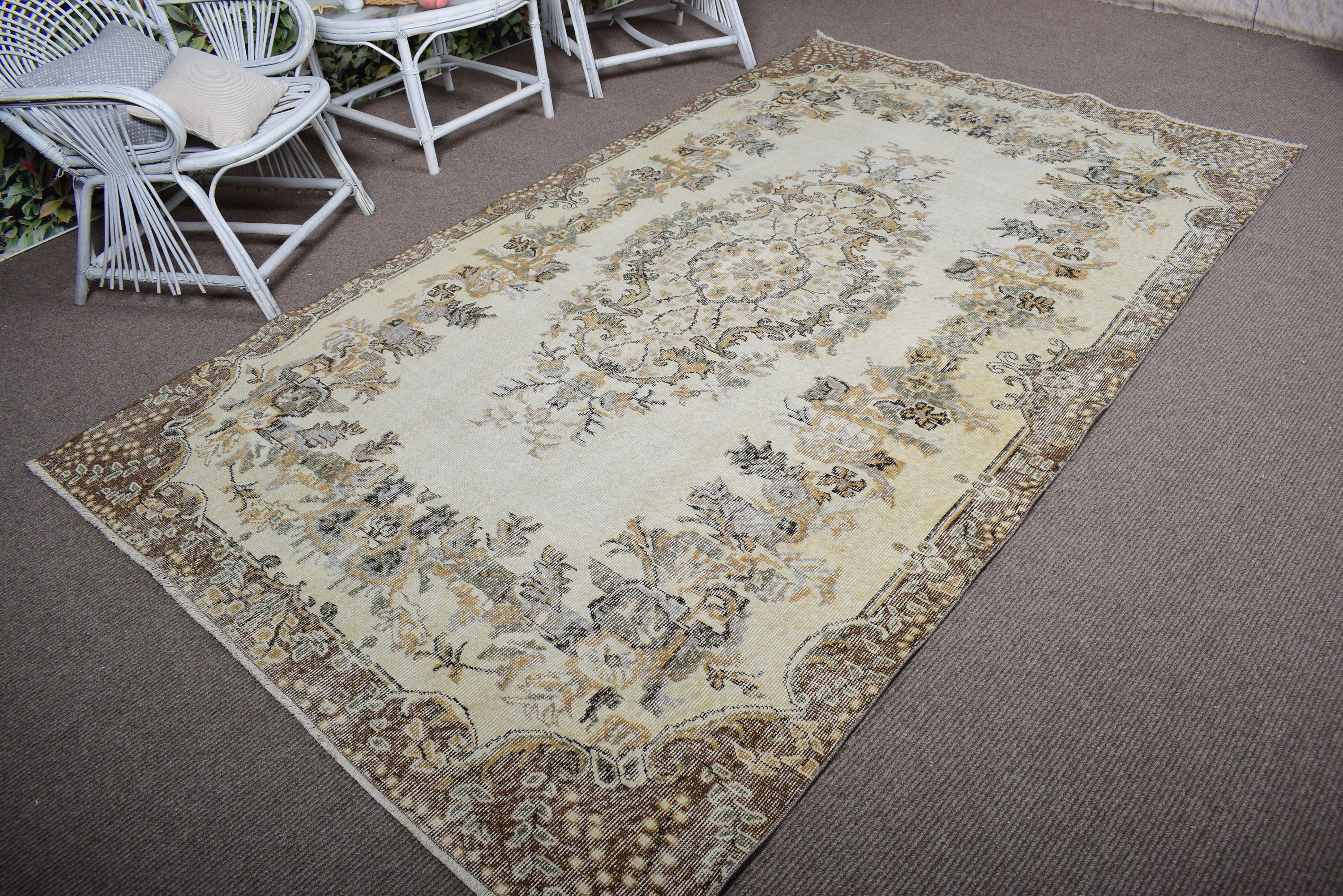 Dining Room Rug, Beige Oriental Rugs, Large Oushak Rugs, 5.4x9.2 ft Large Rug, Modern Rugs, Bedroom Rug, Boho Rug, Turkish Rug, Vintage Rug