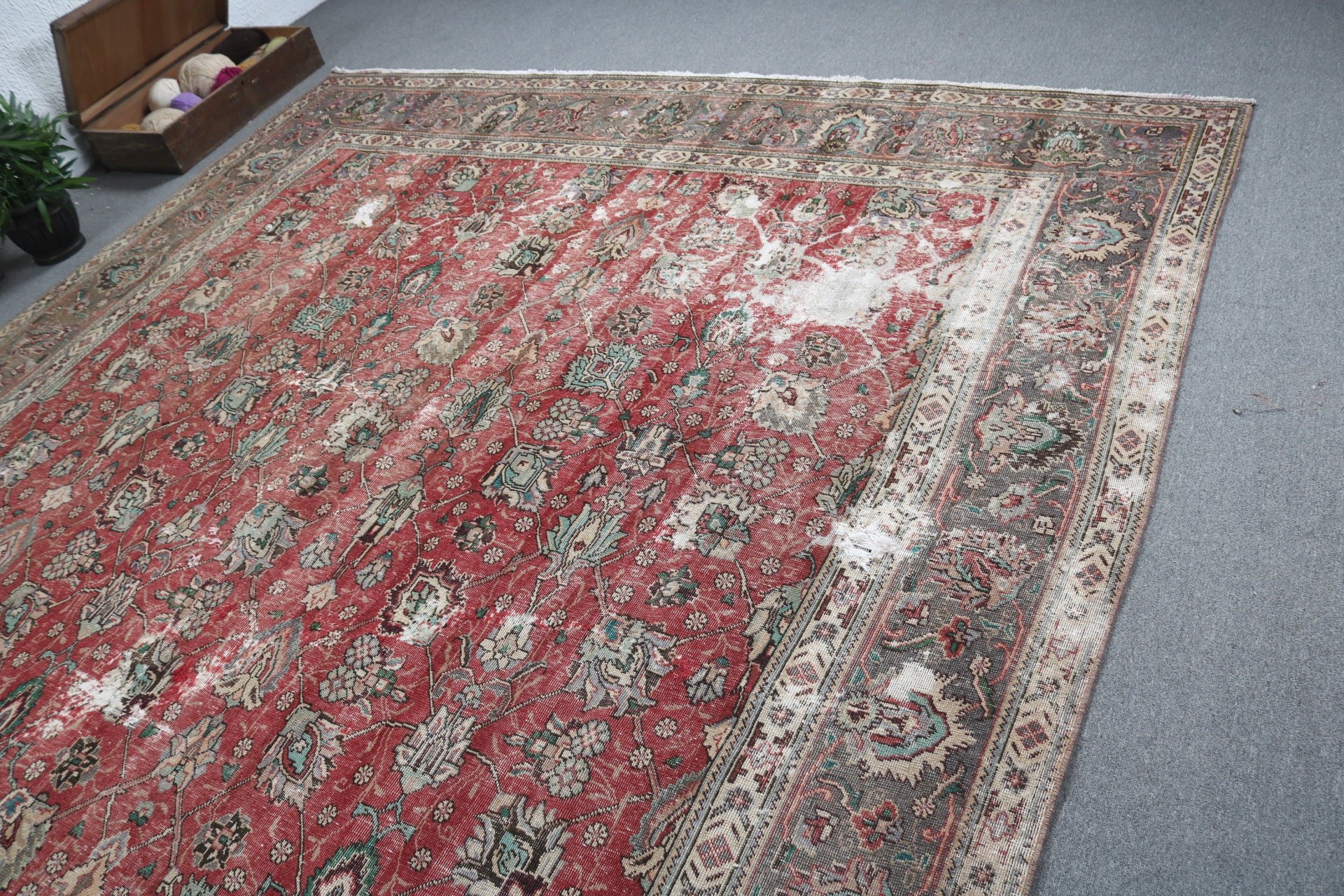 Salon Rugs, Turkish Rugs, Red Moroccan Rug, Office Rugs, Neutral Rug, Kitchen Rugs, 9.7x12.4 ft Oversize Rug, Vintage Rugs, Living Room Rug