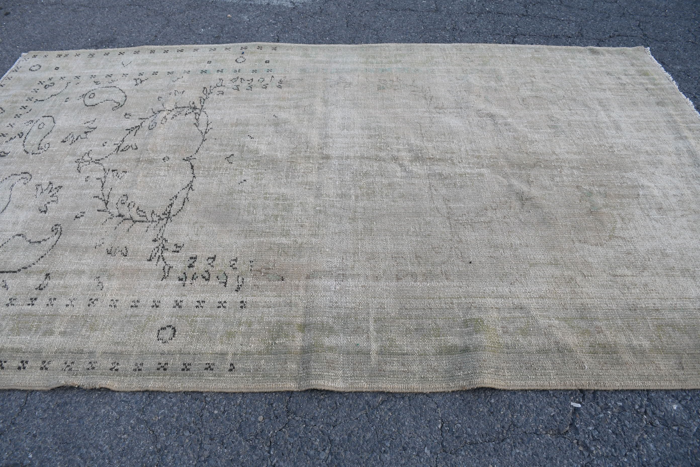 Oushak Halısı, Anadolu Halıları, Yemek Odası Halıları, Eski Halı, Türk Halısı, Oturma Odası Halısı, Bej 5.9x10 ft Büyük Halılar, Vintage Halı