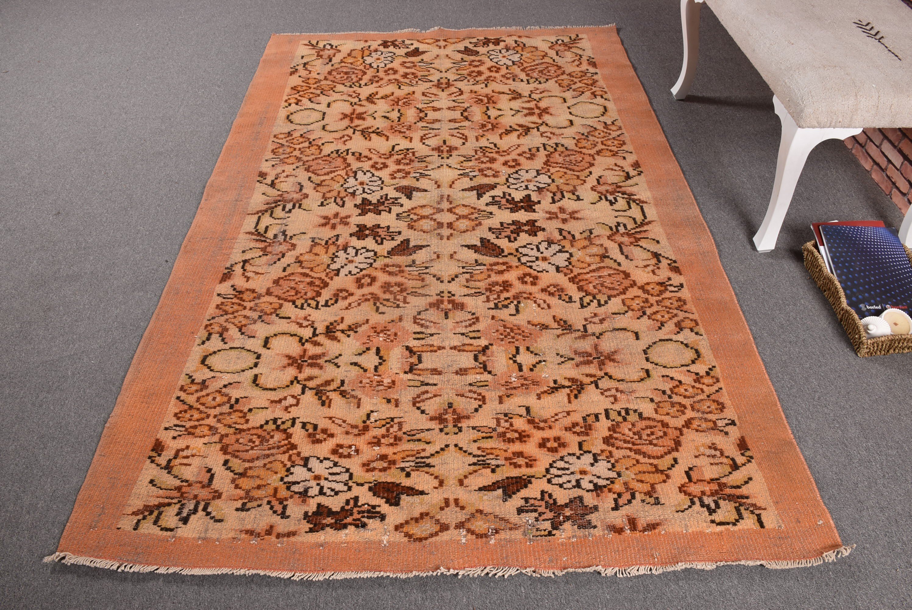 Indoor Rugs, Rugs for Area, Orange  4.8x7.3 ft Area Rugs, Living Room Rugs, Turkish Rug, Vintage Rugs, Cool Rug, Oushak Rug