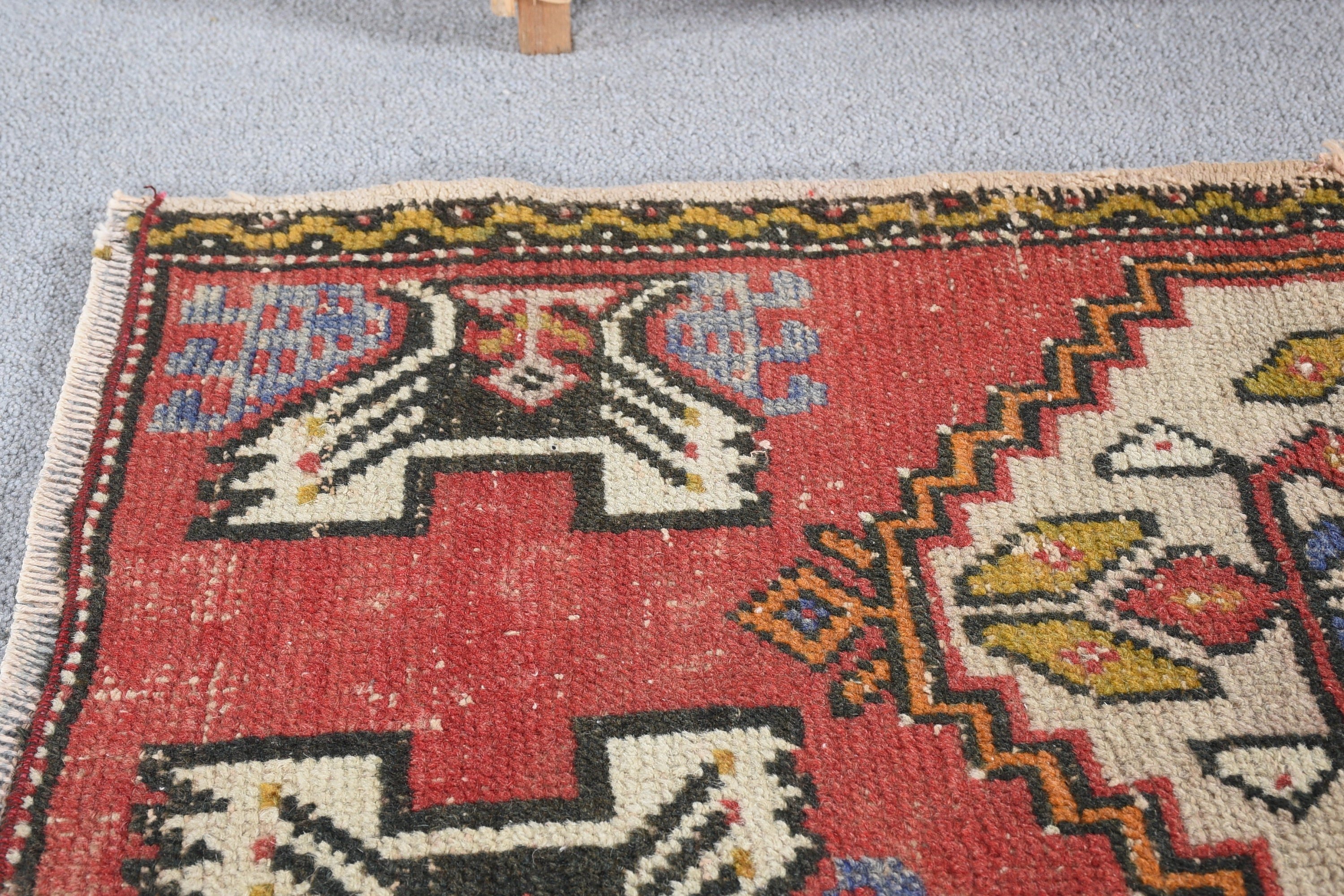 Turkish Rug, Door Mat Rug, 1.6x2.7 ft Small Rug, Rugs for Door Mat, Floor Rugs, Oushak Rugs, Red Oriental Rug, Nursery Rugs, Vintage Rugs