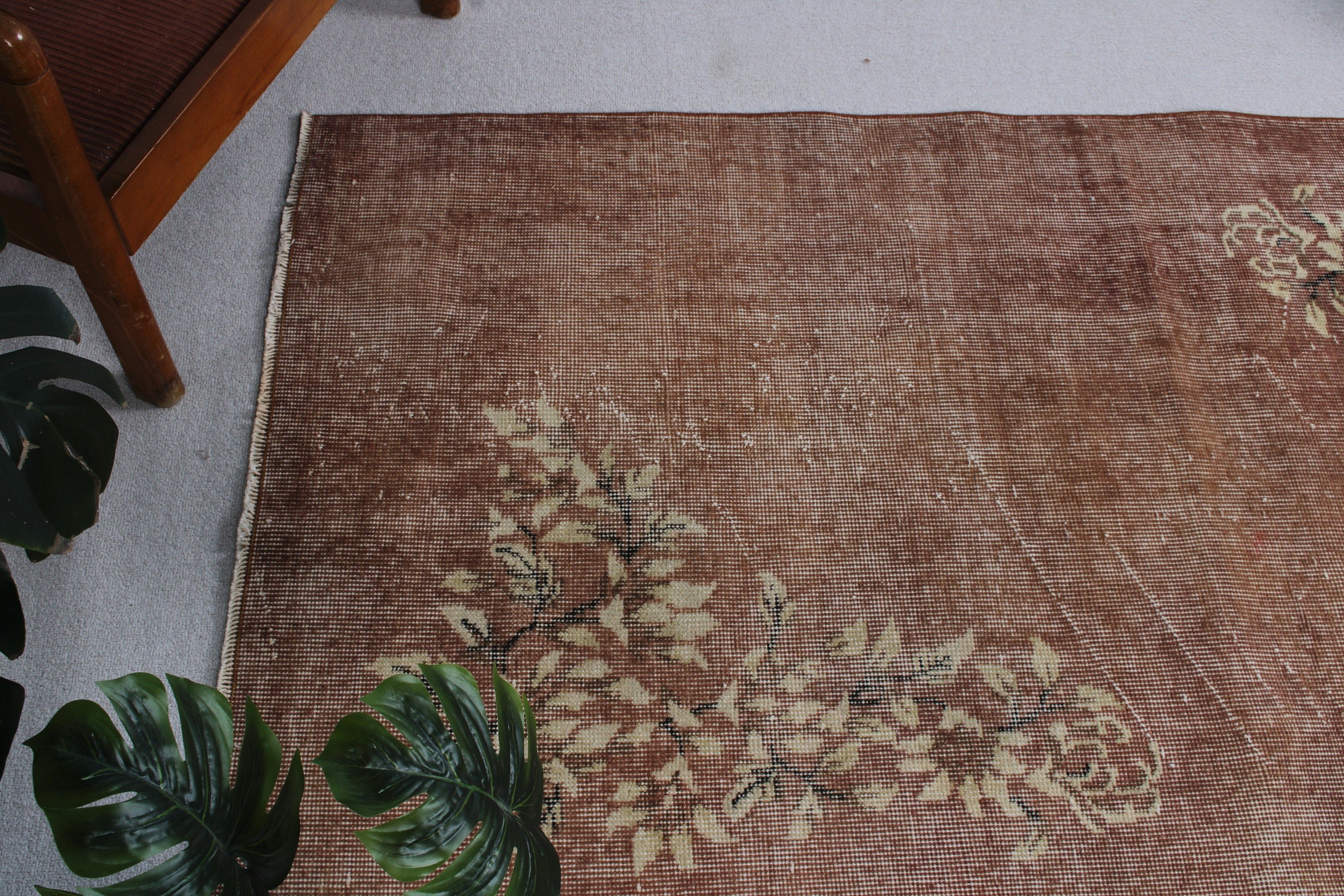 Kitchen Rugs, Vintage Rug, Turkish Rugs, Office Rugs, 3.3x6.4 ft Accent Rugs, Brown Home Decor Rugs, Bedroom Rugs, Entry Rug