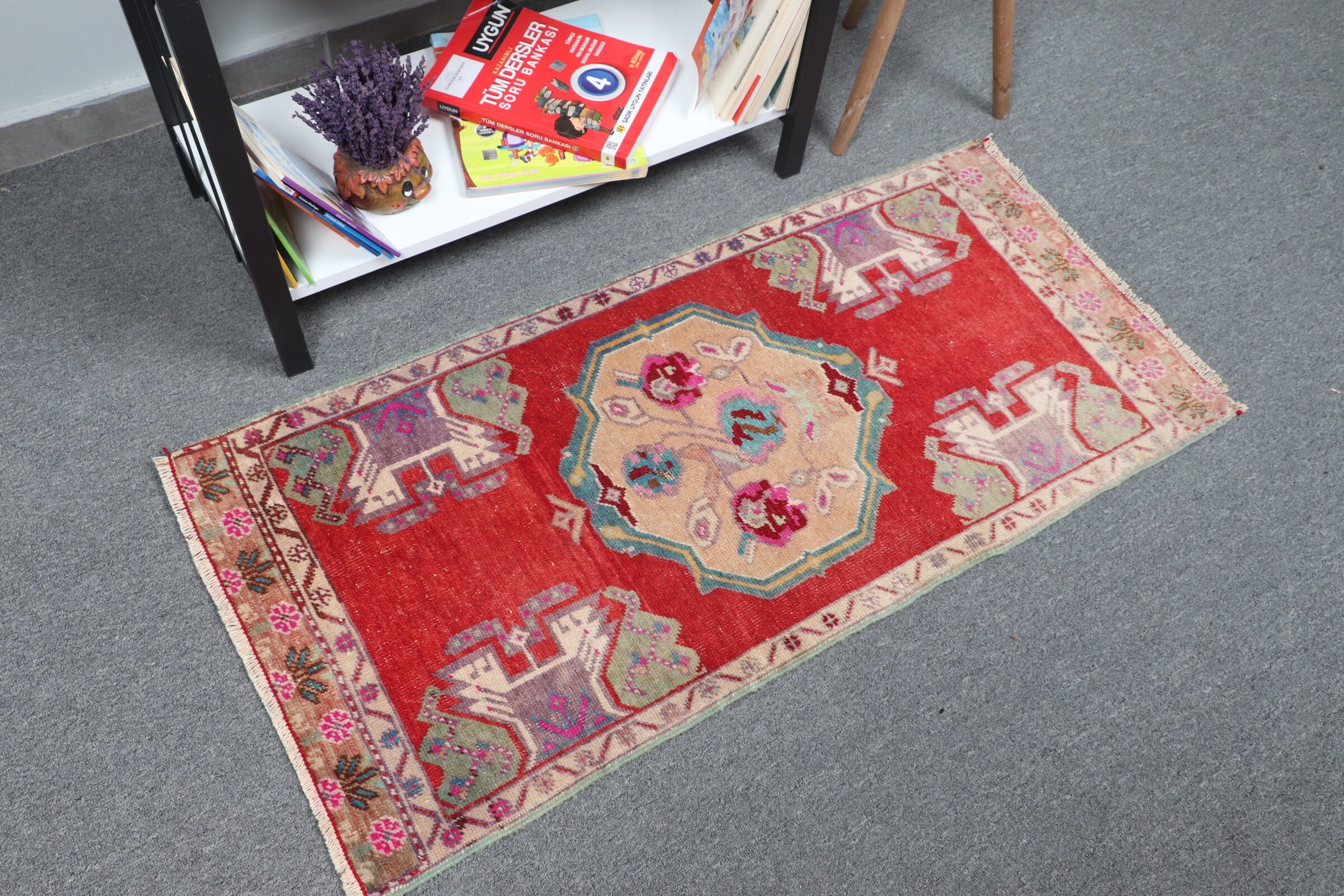 Kitchen Rug, Home Decor Rug, Red  1.8x3.6 ft Small Rug, Tribal Rug, Turkish Rugs, Wall Hanging Rug, Vintage Rugs, Car Mat Rug