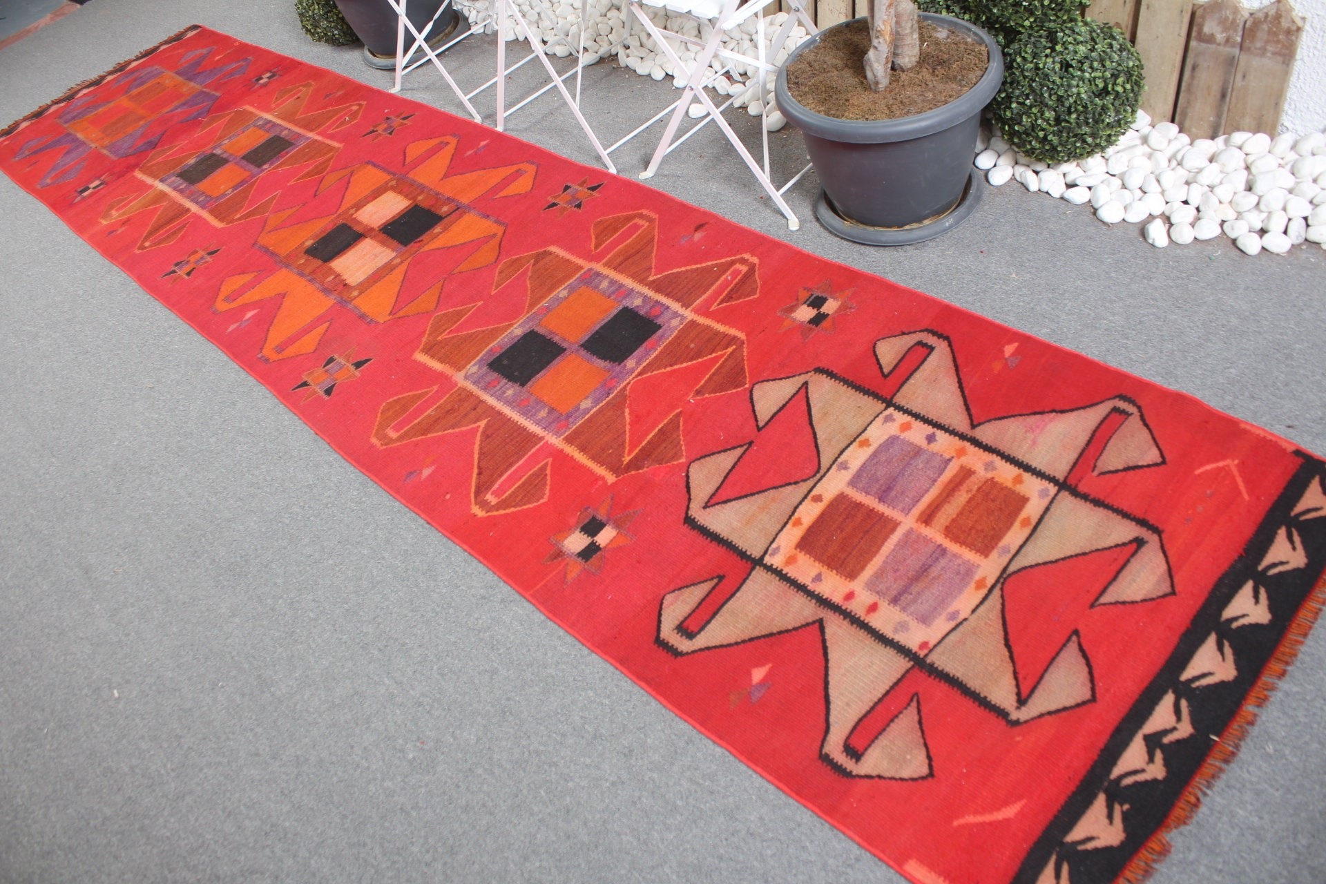 Corridor Rug, Vintage Rug, Turkish Rug, Flatweave Rug, Red Home Decor Rug, 2.8x12.6 ft Runner Rugs, Anatolian Rug, Kitchen Rugs, Wool Rug