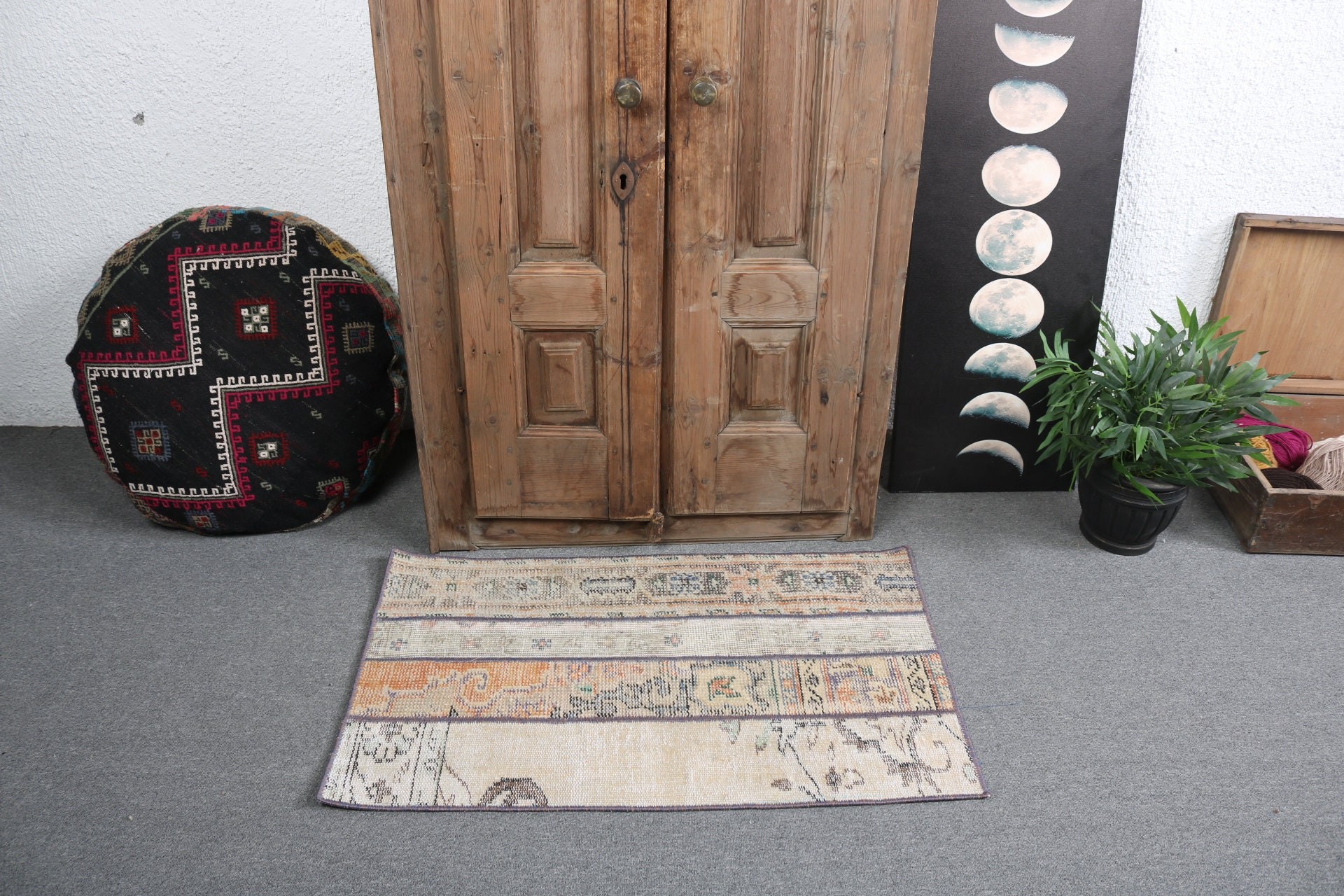 2x3,3 ft Küçük Halılar, Fas Halıları, Yatak Odası Halıları, Vintage Halılar, Banyo Halıları, Türk Halıları, Bej Modern Halı, Duvara Asılı Halılar