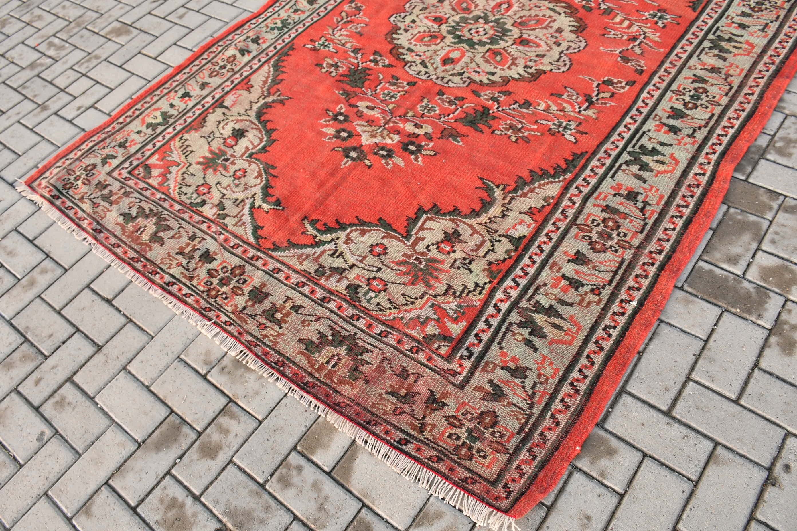 Vintage Decor Rug, 6.2x8.9 ft Large Rug, Living Room Rug, Red Oriental Rugs, Bedroom Rugs, Floor Rugs, Oushak Rug, Vintage Rug, Turkish Rug